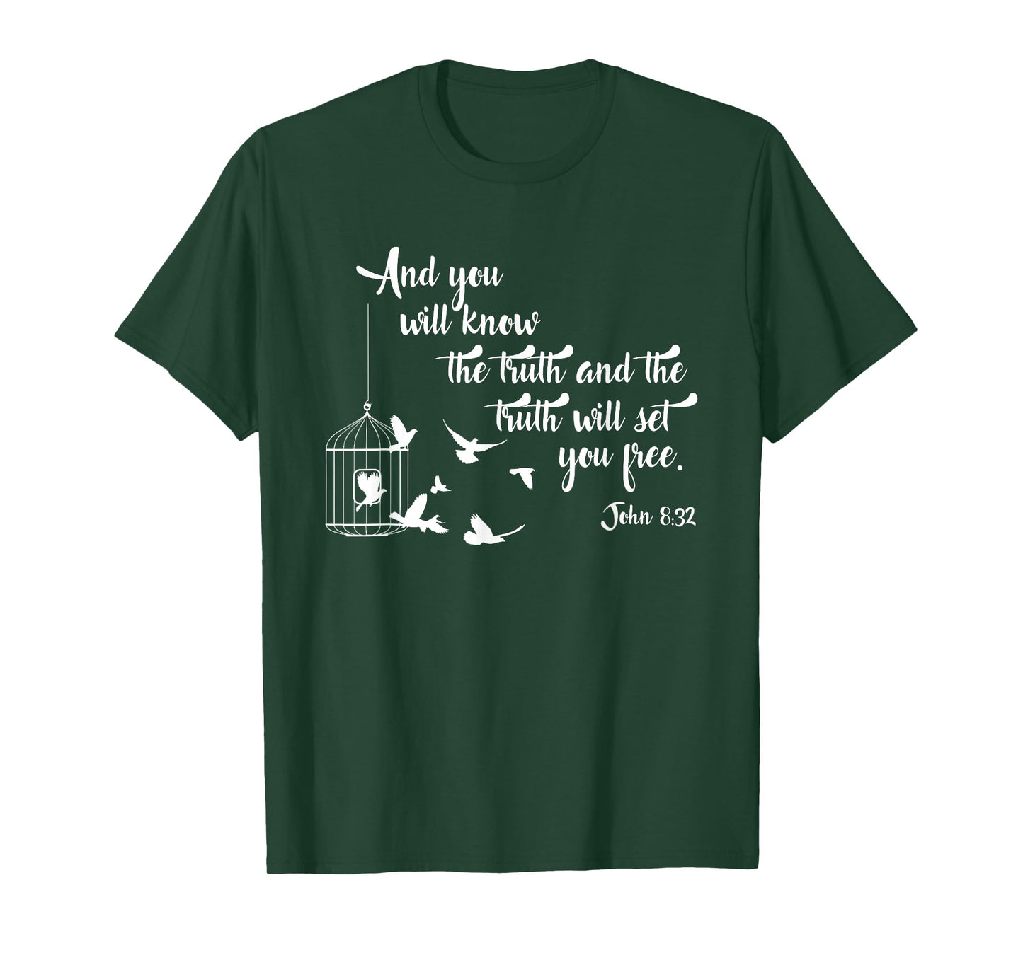 Christian Bible Shirt Bird Cage Truth Shall Set You Free Tee T-Shirt