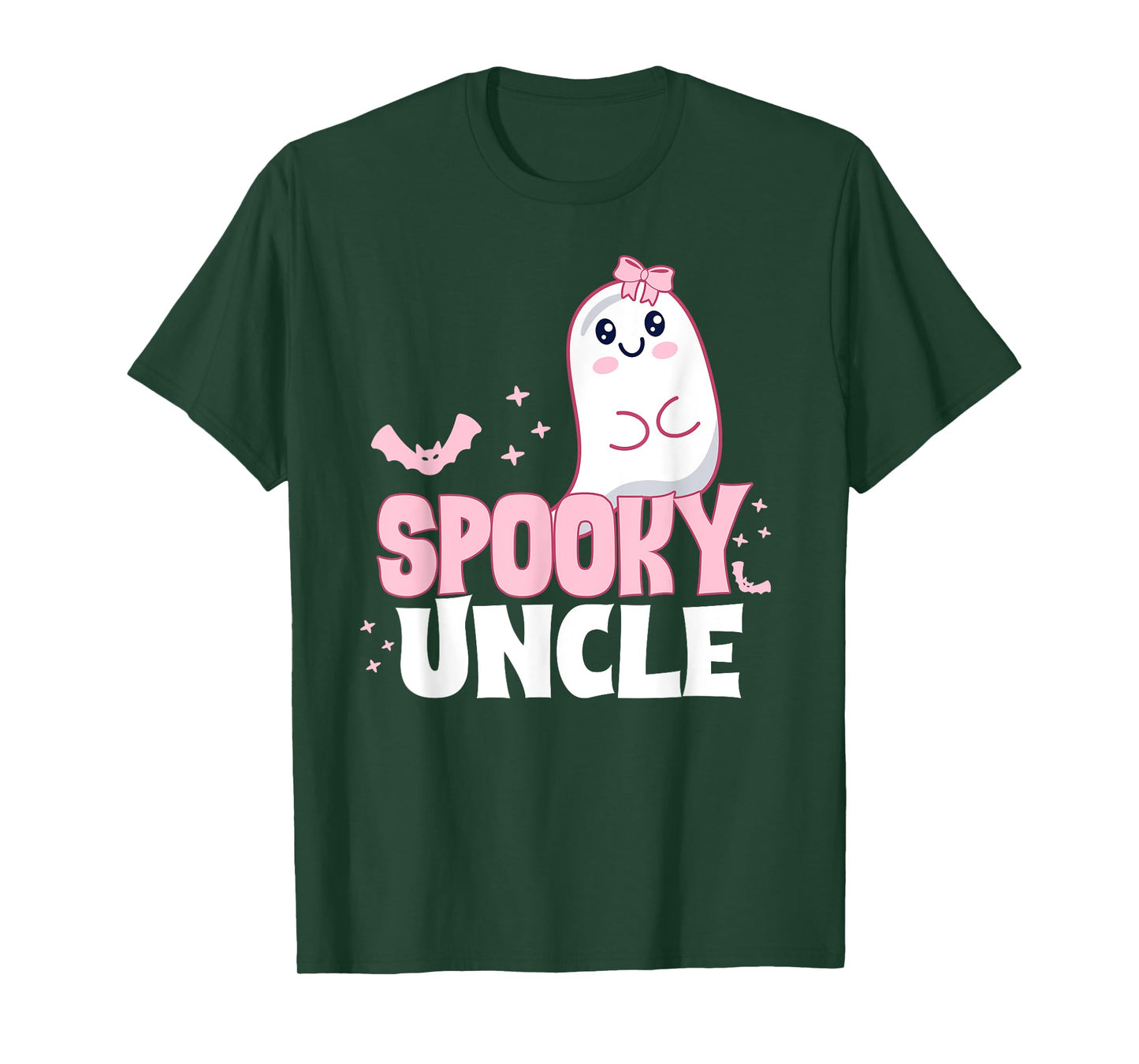 Spooky Uncle Family Cute Pink White Ghost Boo Halloween T-Shirt