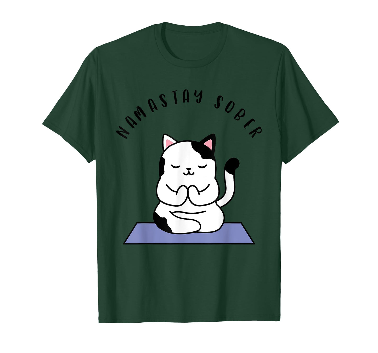 Namastay Sober Cute Cat Yoga NA AA T Shirt Men Women Gift T-Shirt