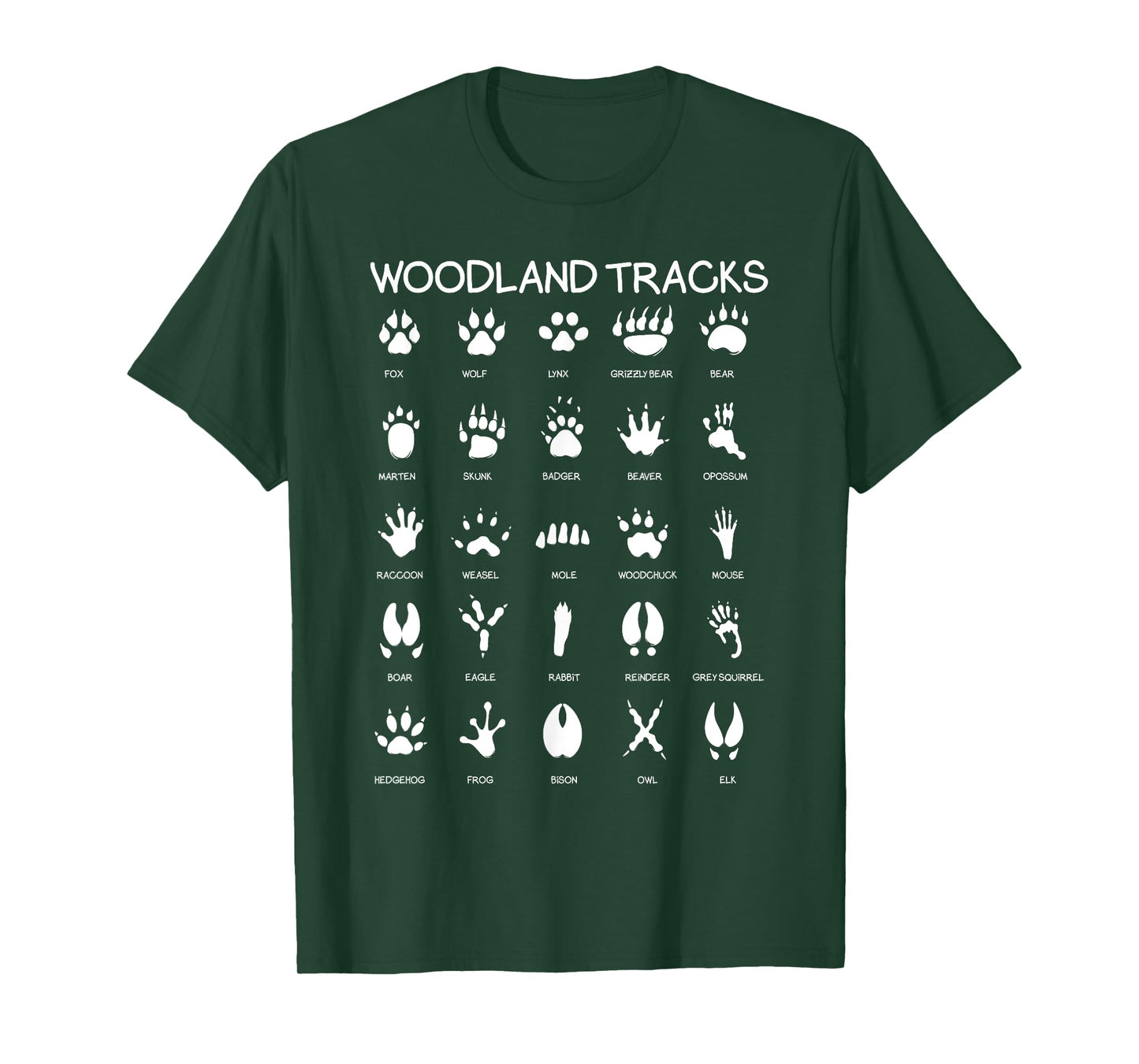 Nature Explorer Animal Track Paws Hunt Designs Animal Track Footprints Woodland Theme Nursery House Decor Illustration T-Shirt