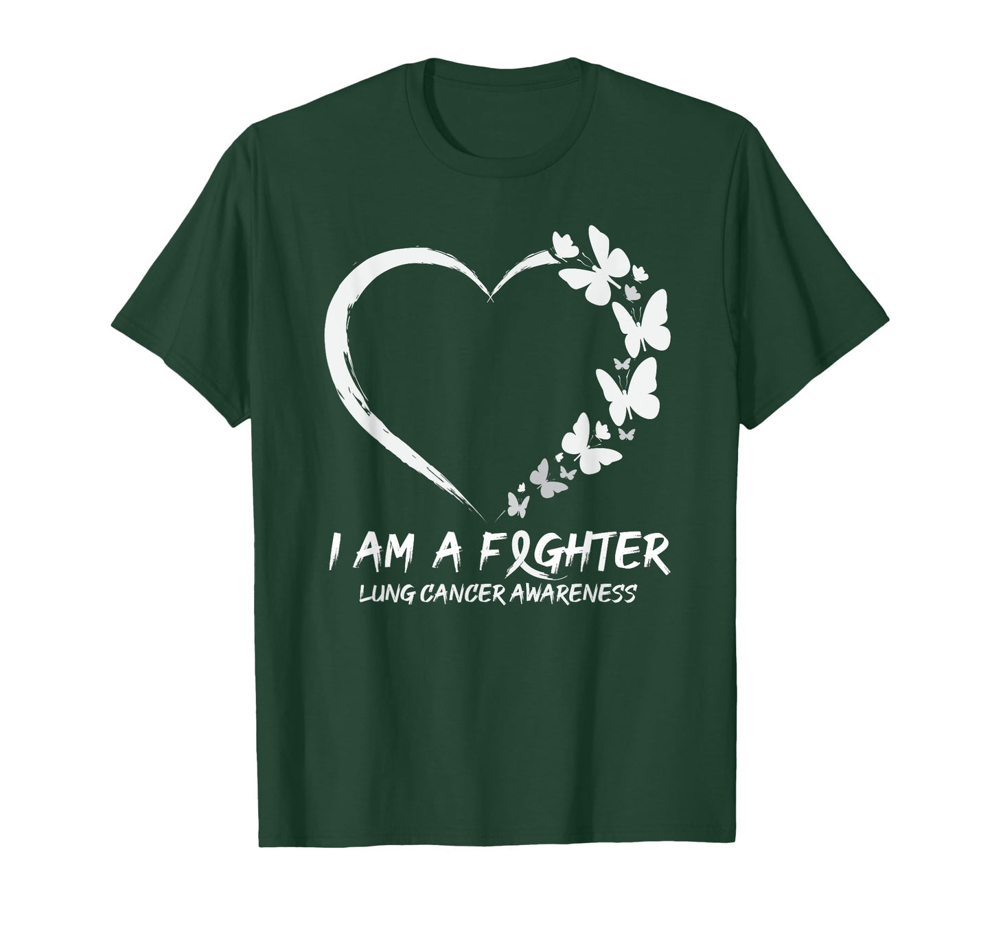 Butterfly Heart I Am A Fighter Lung Cancer Awareness T-Shirt