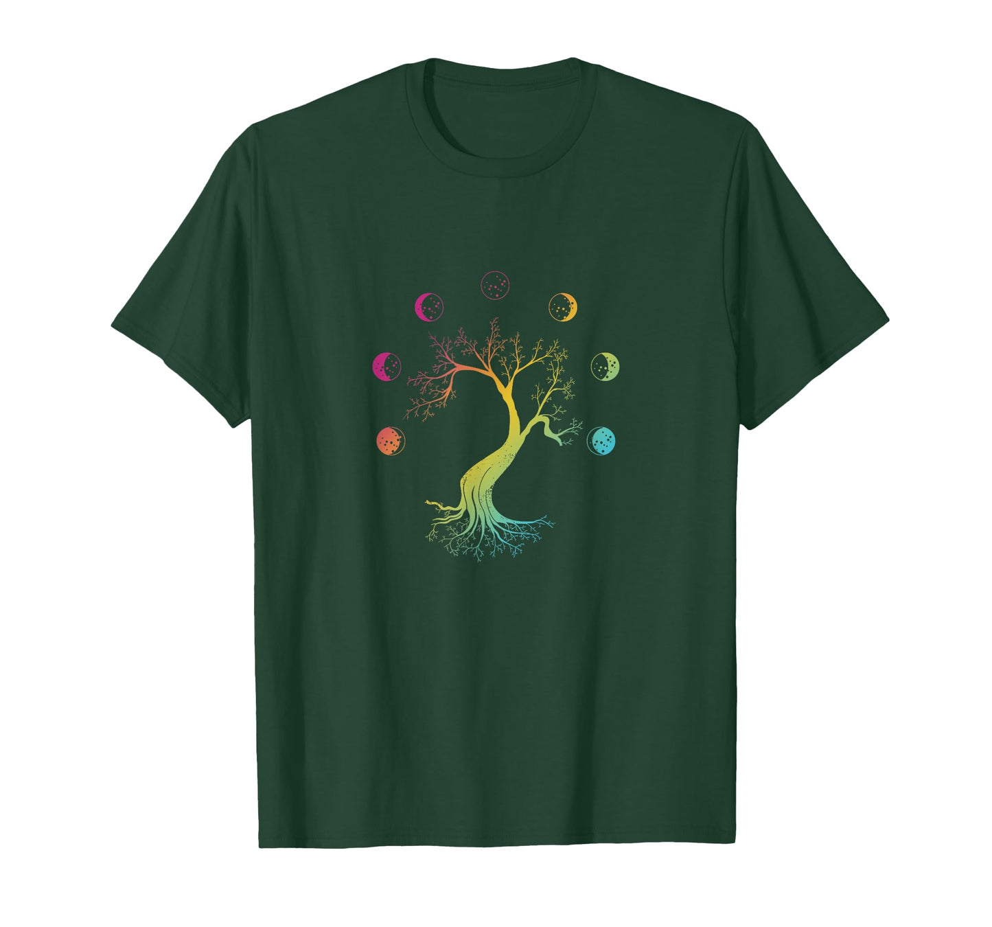Multicolored Moon-phases Tree Moon-phases Peace T-Shirt