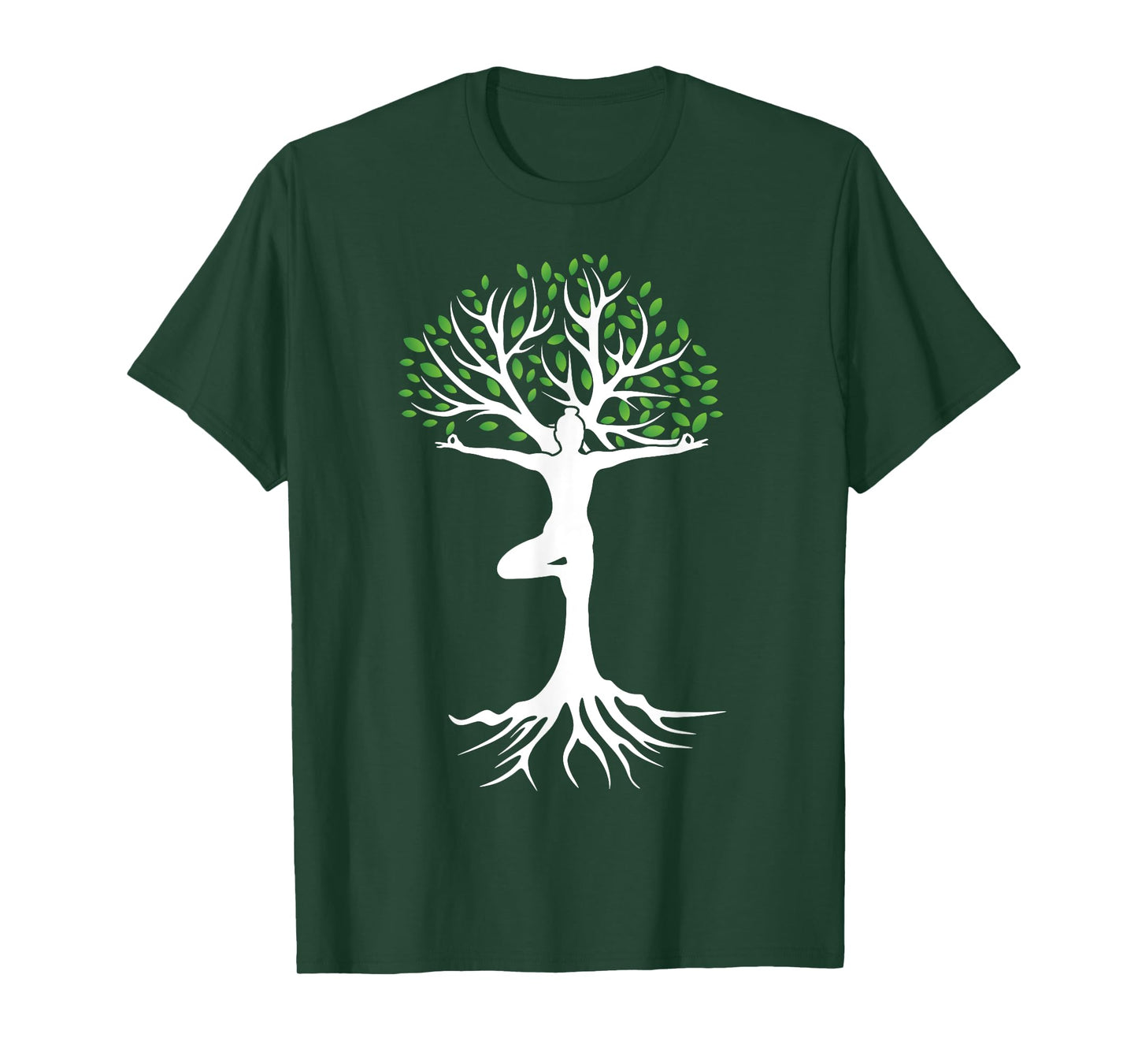 Zen Tree-Pose with Leaves Branches and Roots Yoga Namaste T-Shirt