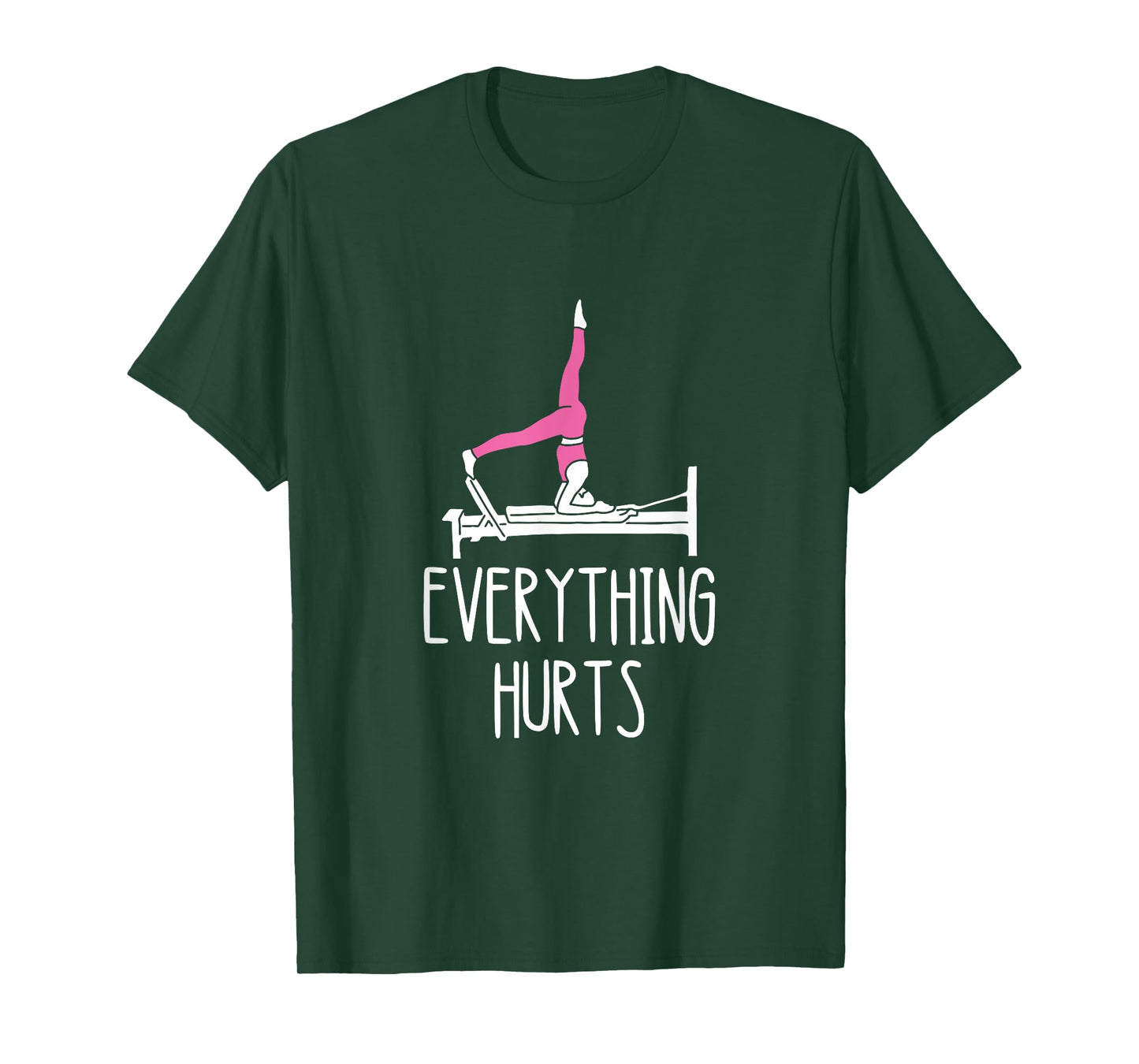 Core Muscles Workout Pilates Exercise Everything Hurts Pilates Workout T-Shirt - Black, Small, Unisex, Short Sleeve, Classic Fit, Cotton, Polyester