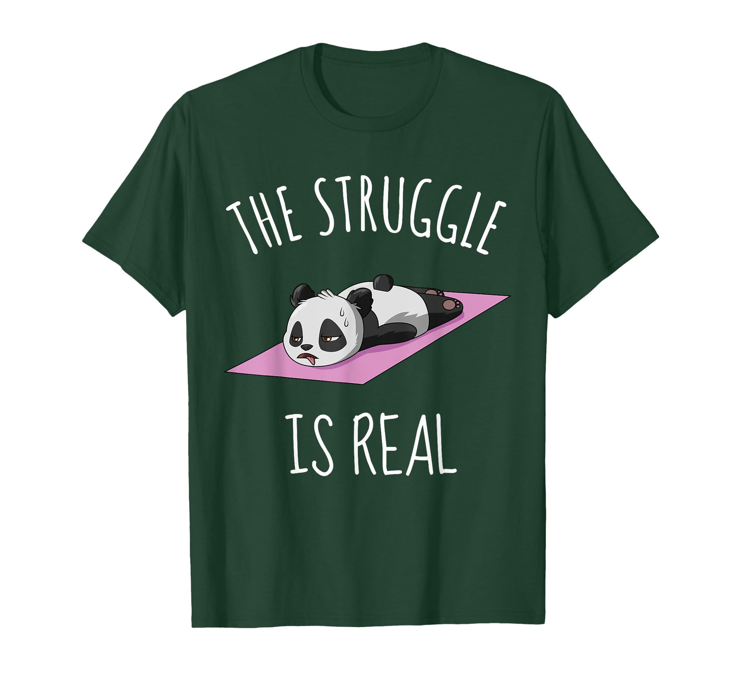Funny Panda Women Yoga Gym Exercise The Struggle Is Real T-Shirt