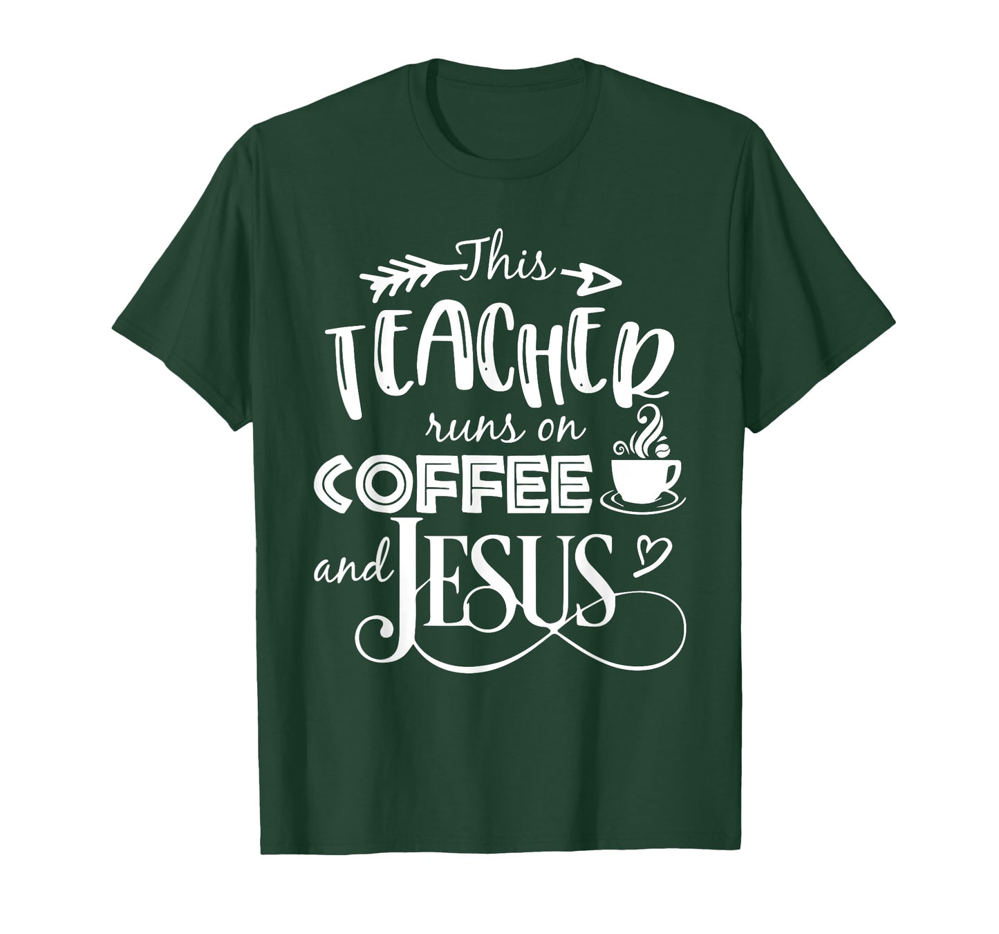 This Teacher Runs On Coffee And Jesus T Shirt Christian Tees Men Women Girls Kids T-Shirt