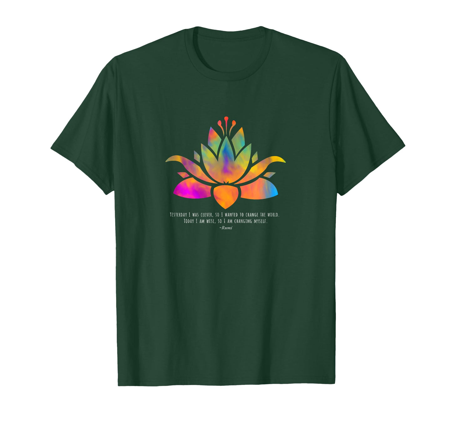 Rumi Wisdom Quote Inspirational Yoga T-Shirt With Lotus T-Shirt