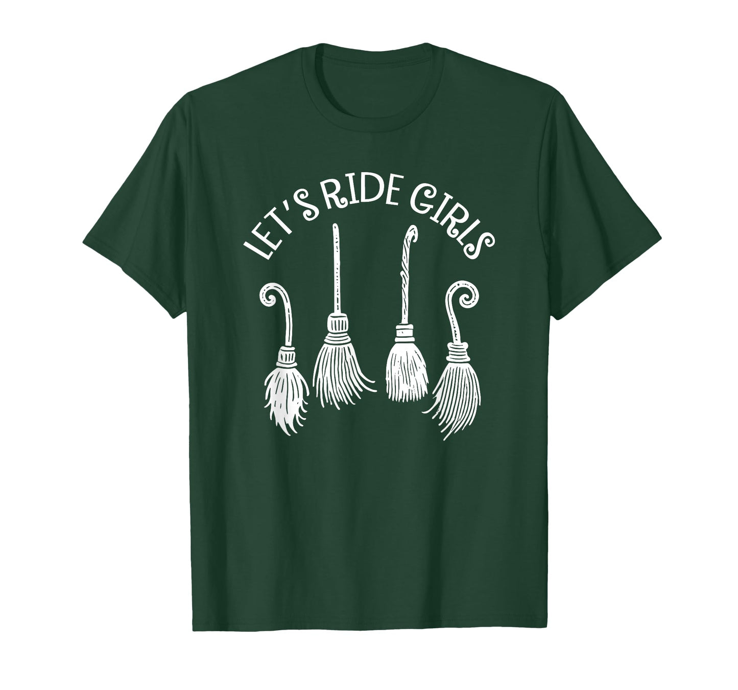 Let's Ride Girls, Witches Halloween, Funny Broom Halloween T-Shirt