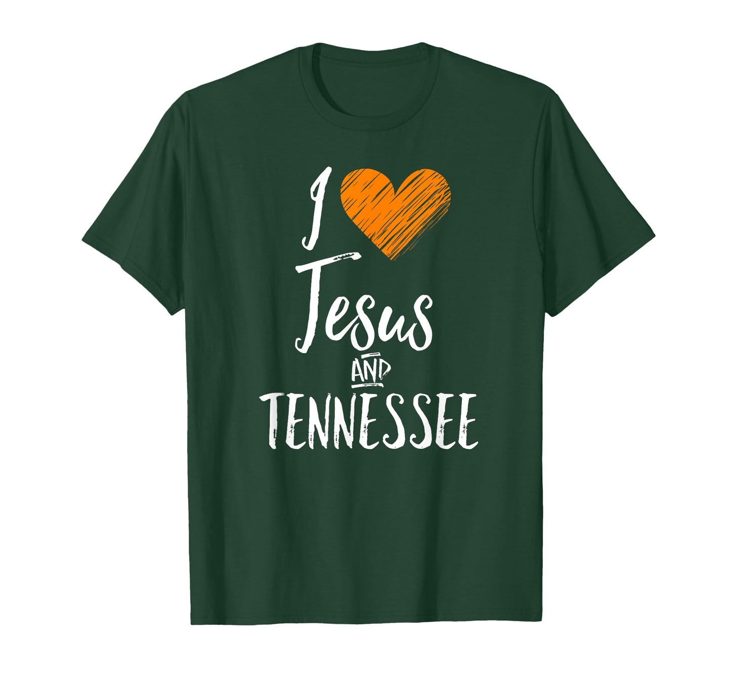 I Love Jesus And Tennessee Shirt Orange Heart Cute Fan Gift T-Shirt