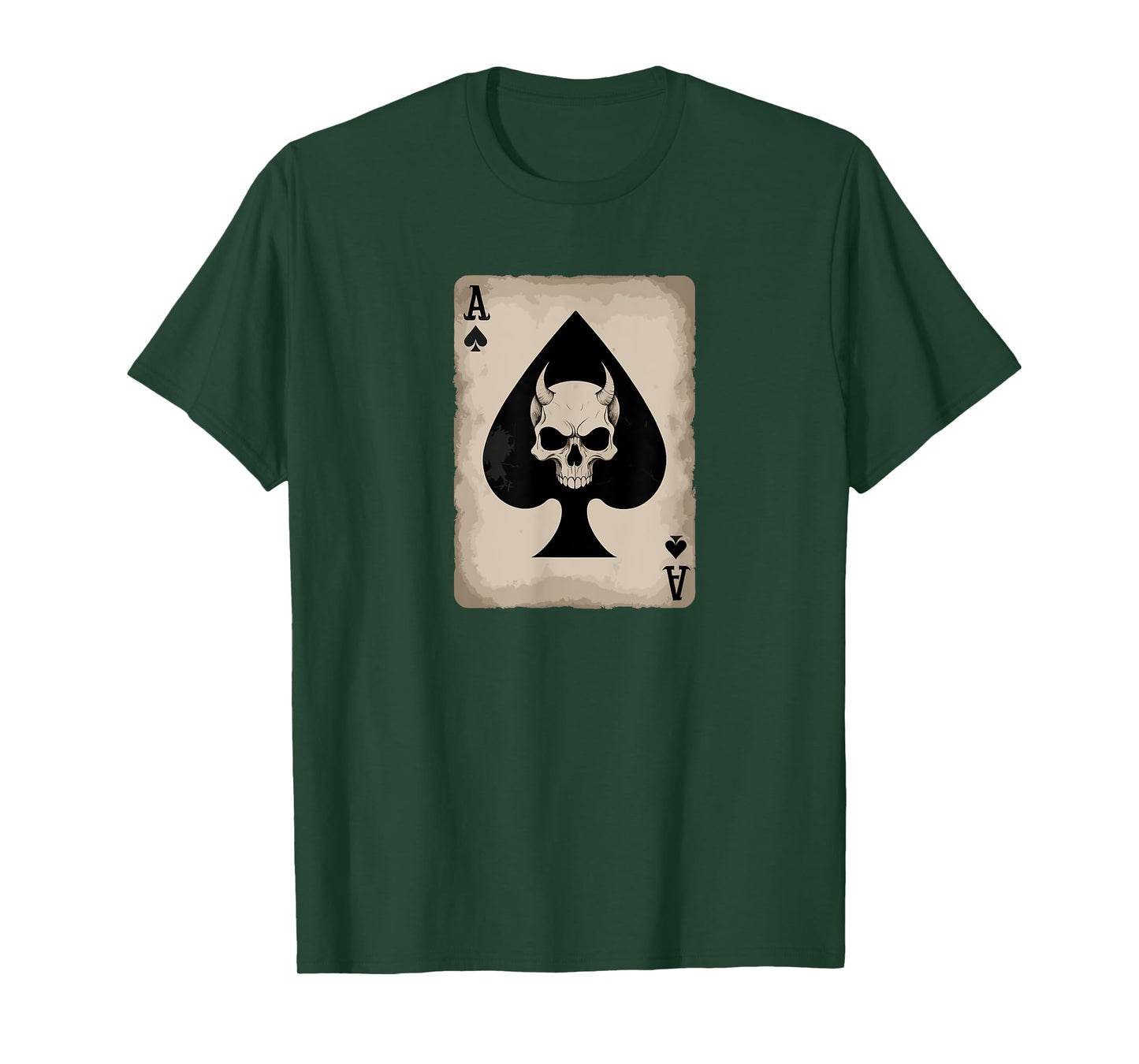 Skull and Devil Horns. Ace of Spades Playing Card. T-Shirt
