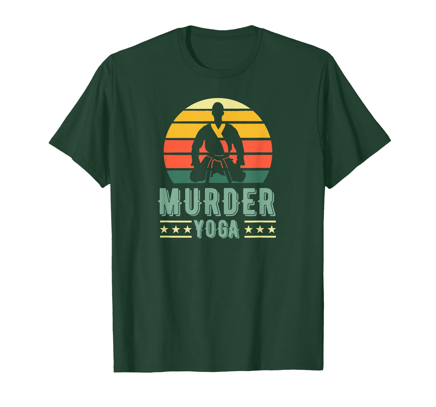 Jiu Jitsu Murder Yoga Vintage Sunset Funny Brazilian BJJ T-Shirt