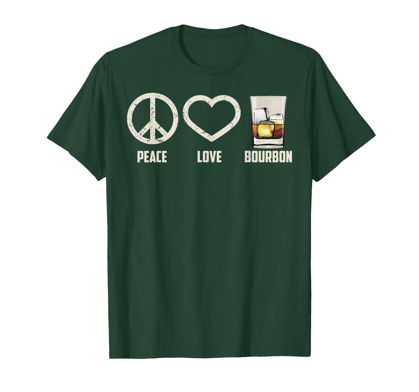 Peace Love Bourbon Shirt | Cool Whiskey Drinkers Gag Gift T-Shirt