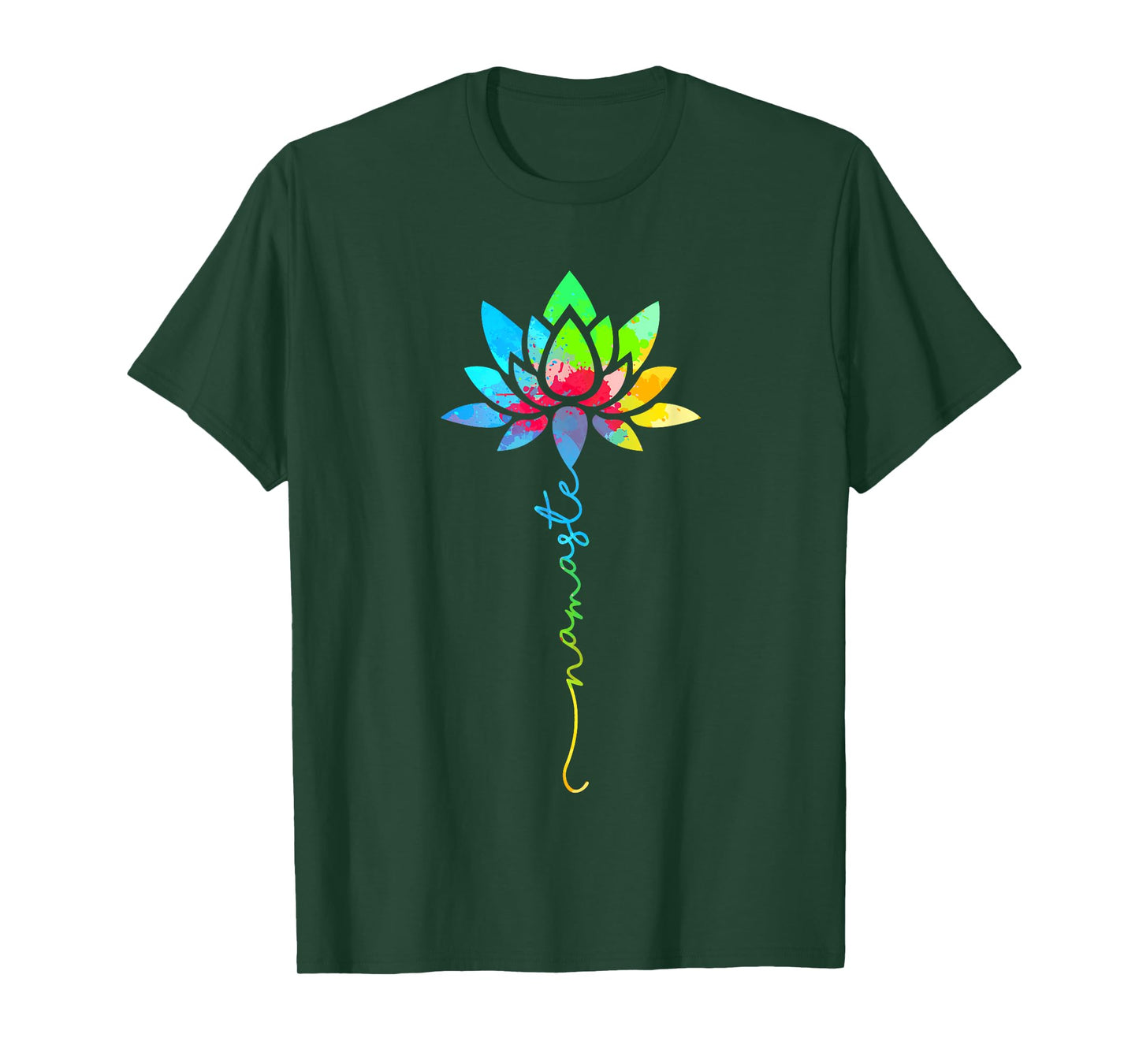 Womens Namaste Rainbow Mandala Lotus Flower Meditation Yoga T-Shirt
