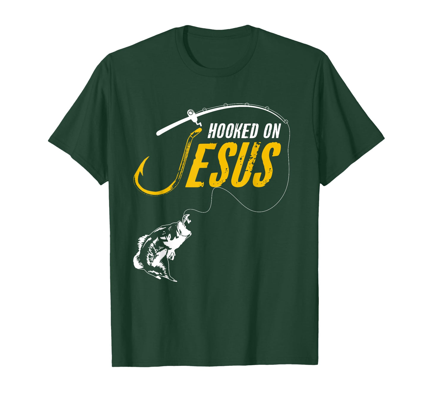 Hooked on Jesus Funny Christian Fishing T-Shirt