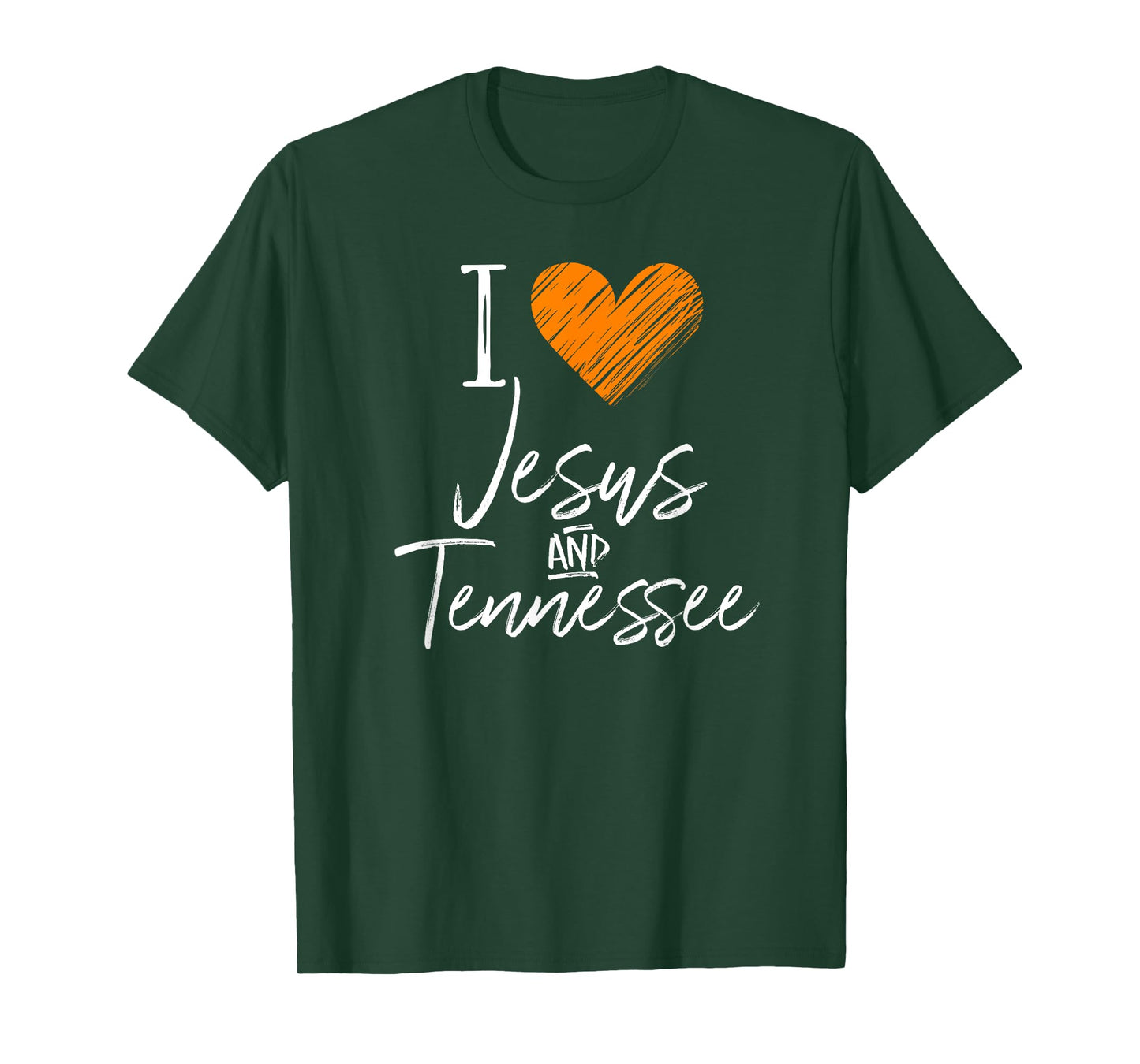 I Love Jesus And Tennessee Shirt Orange Heart Cute Fan Gift T-Shirt