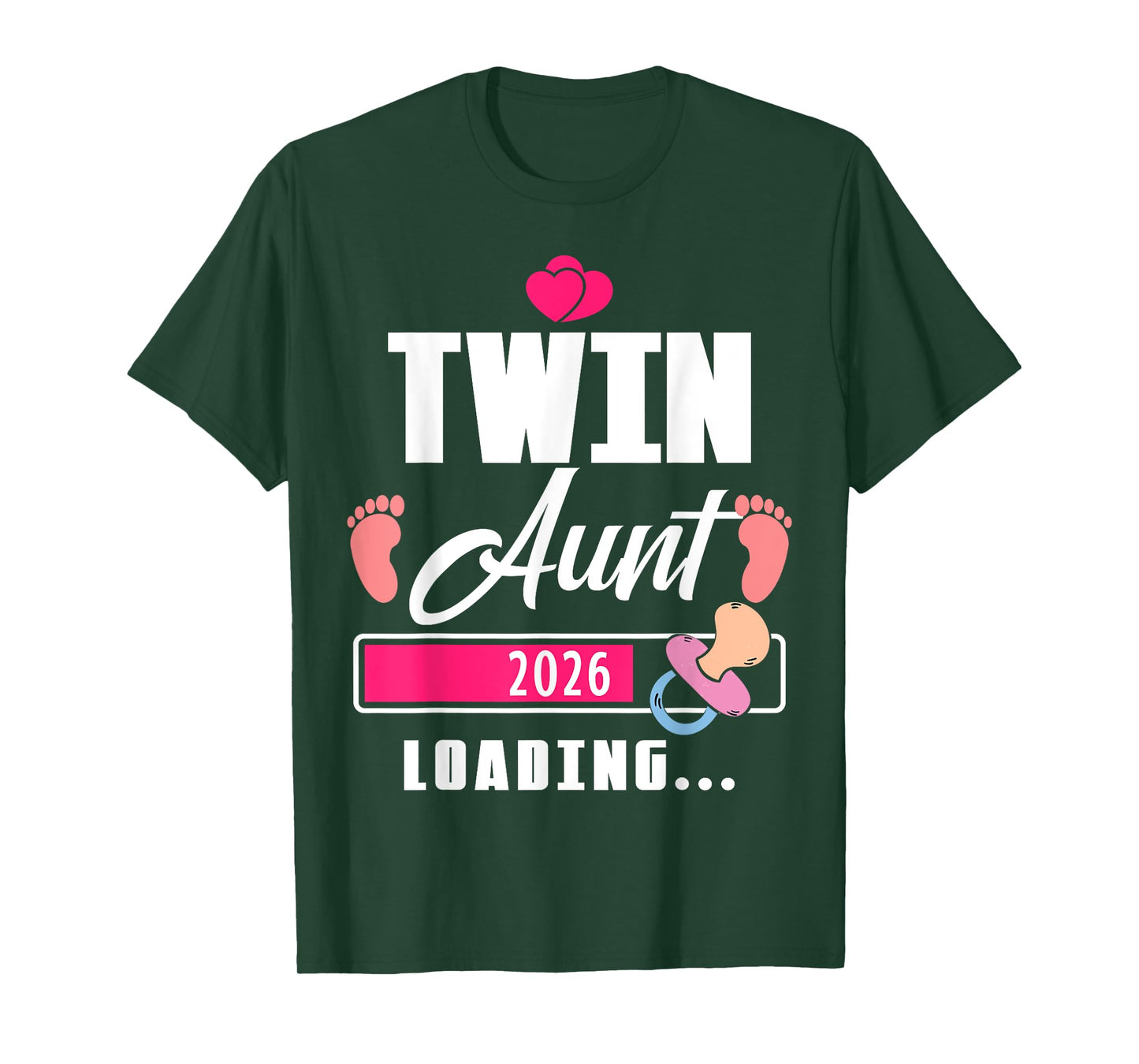 Twin Aunt Loading 2026 Funny Baby Girl Reveal Family Match T-Shirt