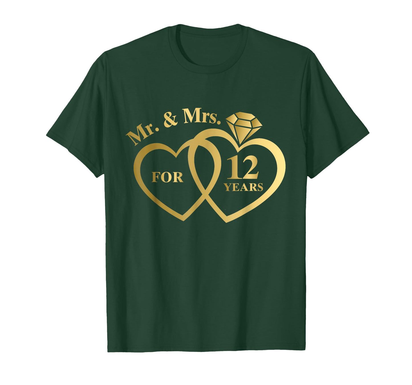 Mr And Mrs For 12 Years 12th Wedding Anniversary Couple T-Shirt