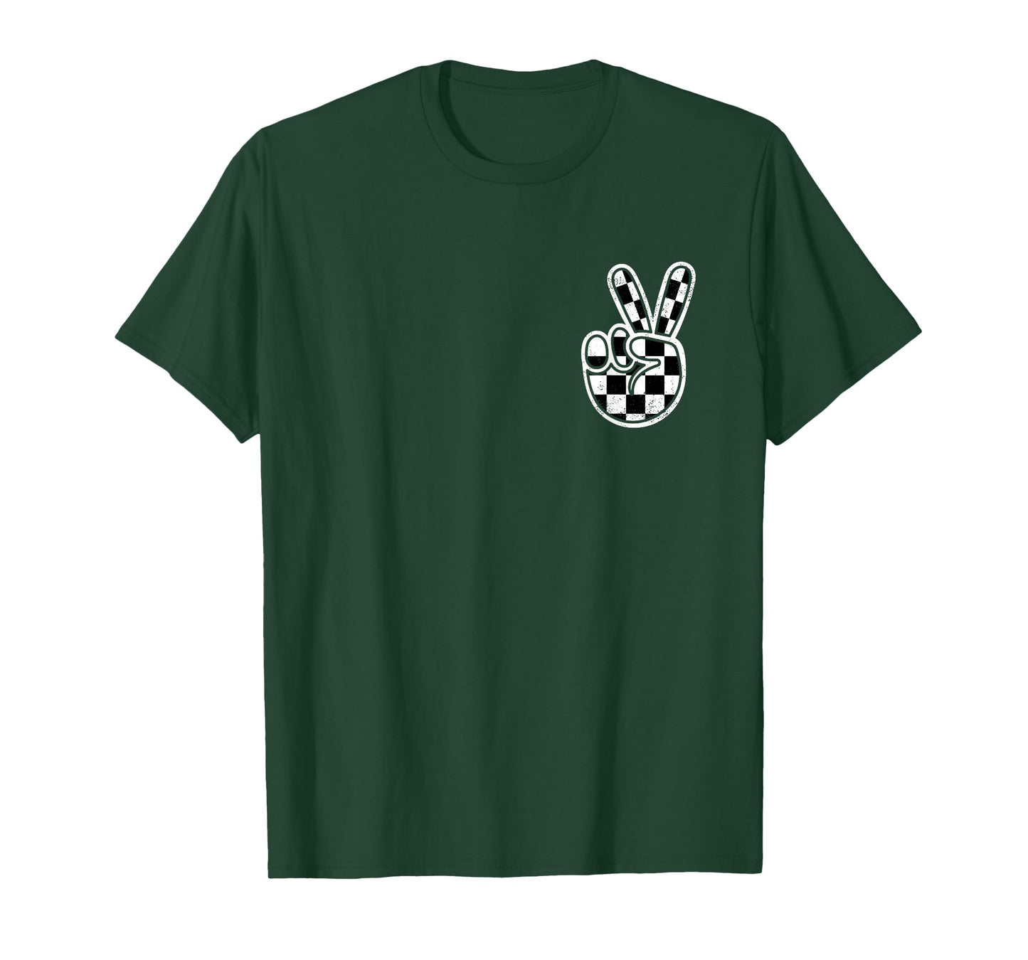 Checkered Peace Sign Hand Racing Flag Race Car Boys Pocket T-Shirt