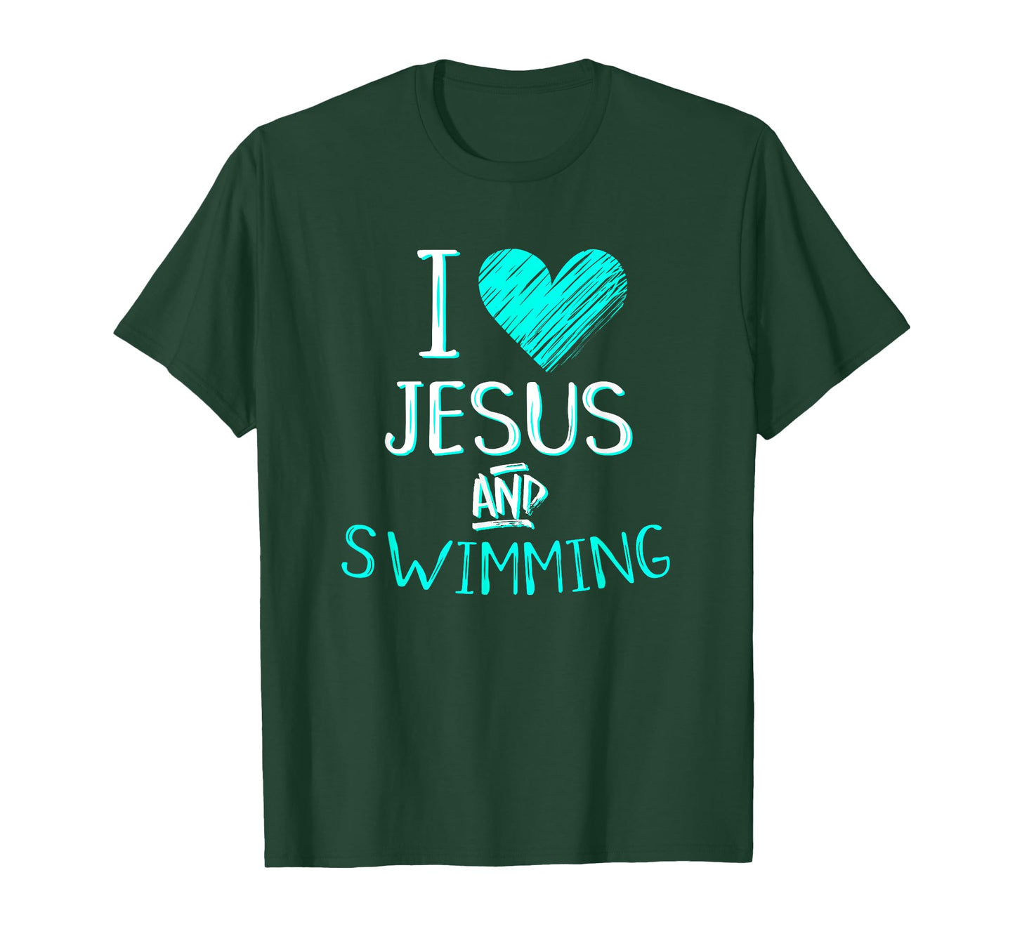 I Love Jesus And Swimming Christian Swimmer Birthday Gift T-Shirt