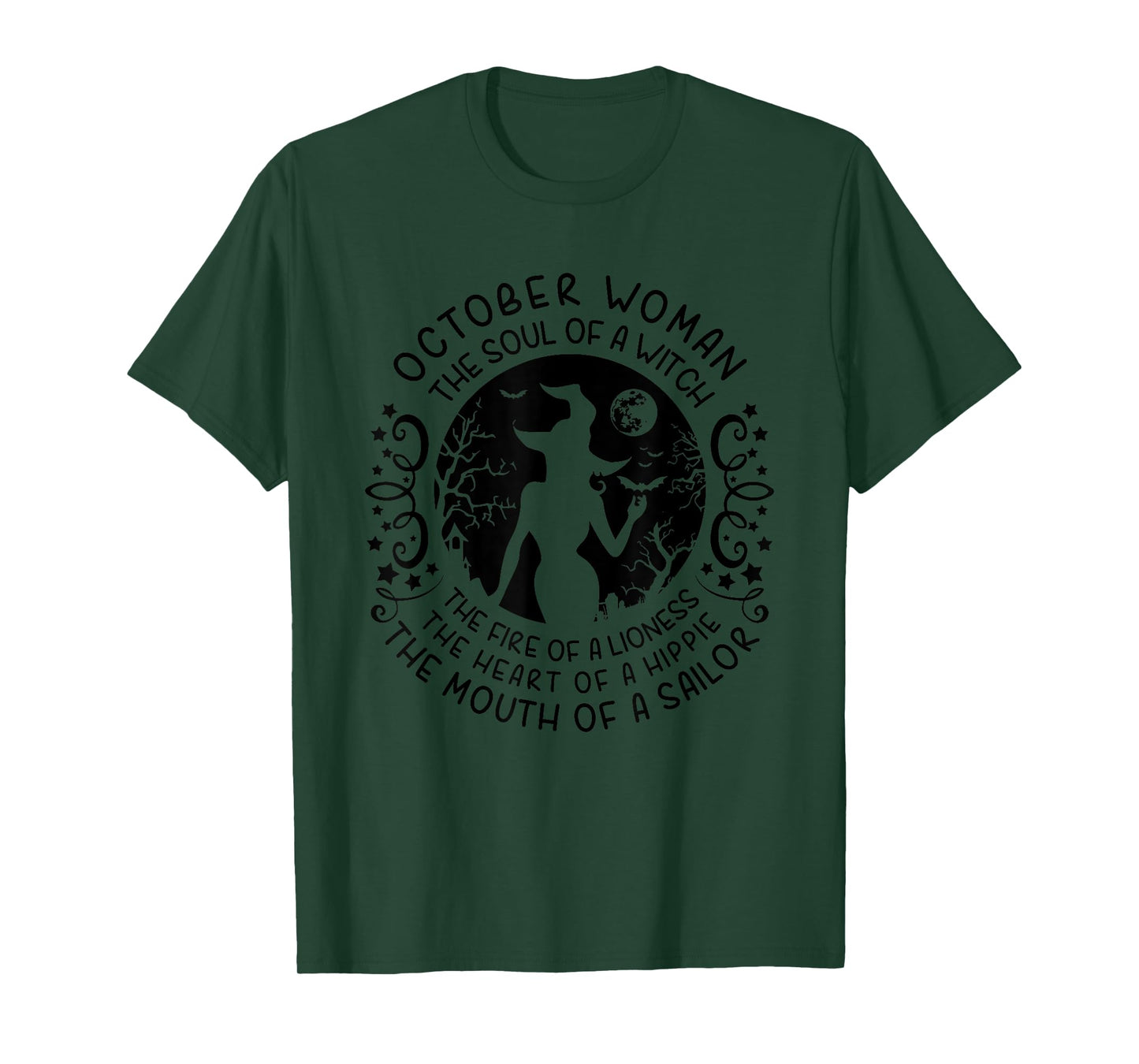 October Woman The Soul Of A Witch Halloween Birthday T-Shirt