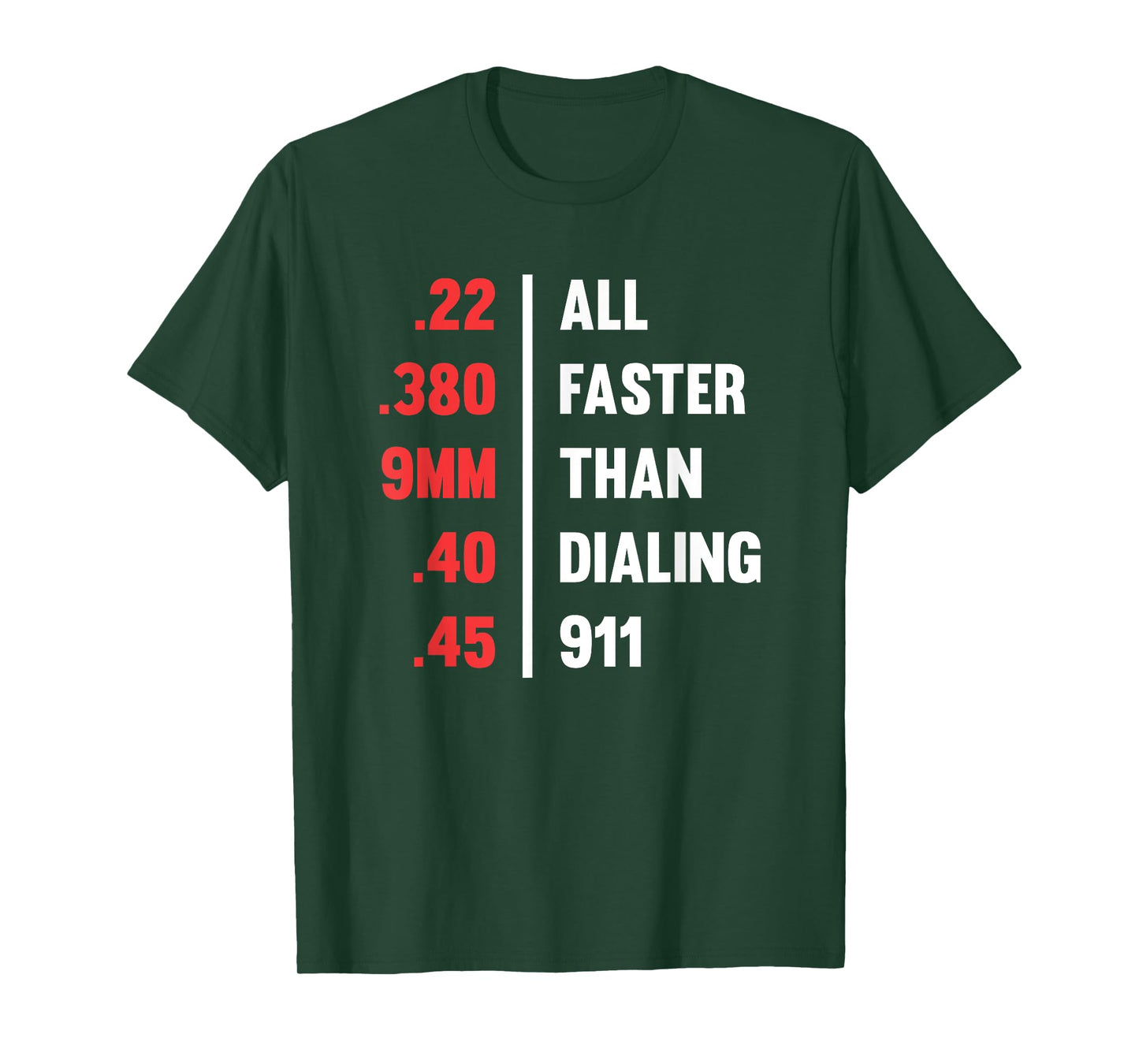 Bullets All Faster Than Dialing 911 .22 .380 9mm .45 T-Shirt T-Shirt