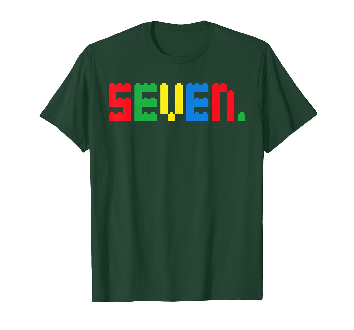 Seven. Shirt 7th Birthday Block Building Master Builder Boys T-Shirt