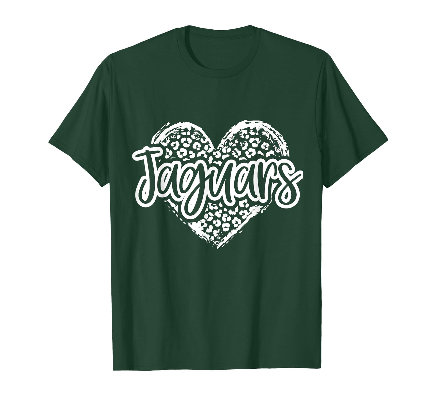 Leopard Cheetah Heart JAGUARS School Spirit Top Distressed T-Shirt