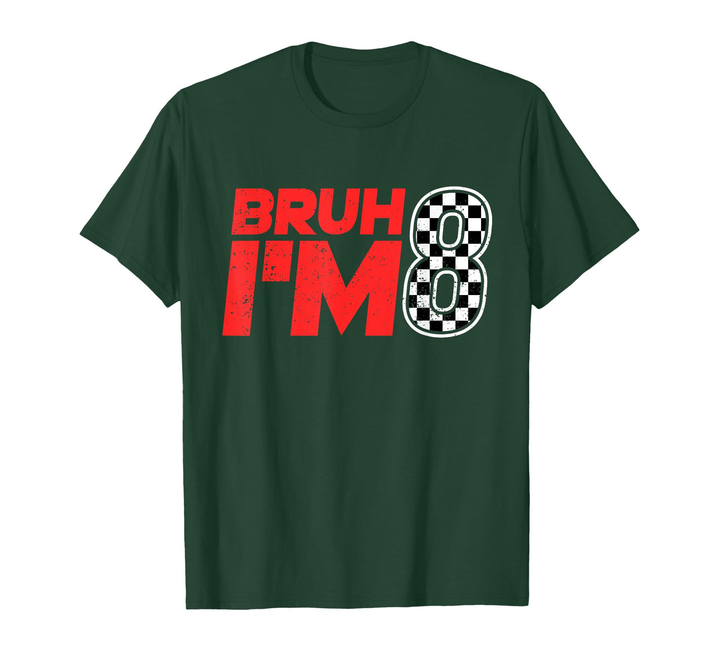 Bruh I'm 8 Checkered 8th Birthday 8 Year Old Race Car Boys T-Shirt