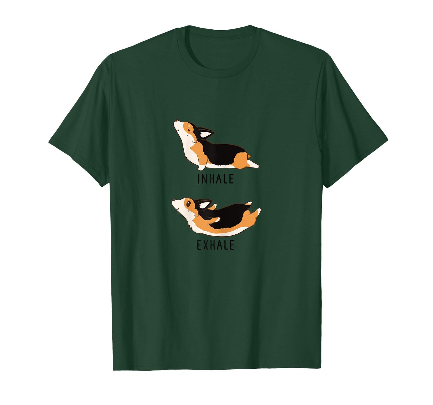 Inhale Exhale Yoga Tri Color Corgi Tshirt T-Shirt