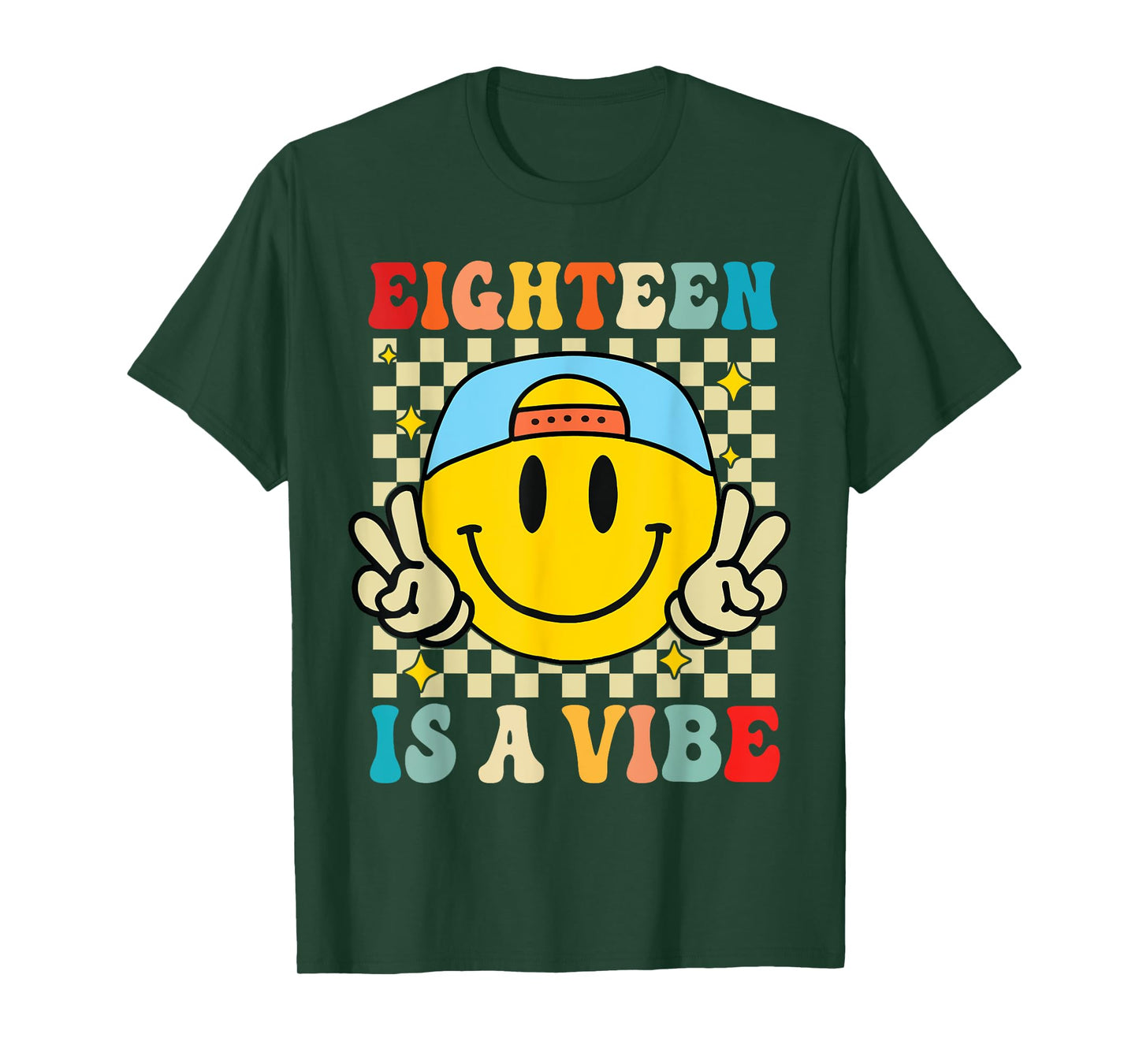 Eighteen is A Vibe 18th Birthday Groovy Boys 18 Years Old T-Shirt