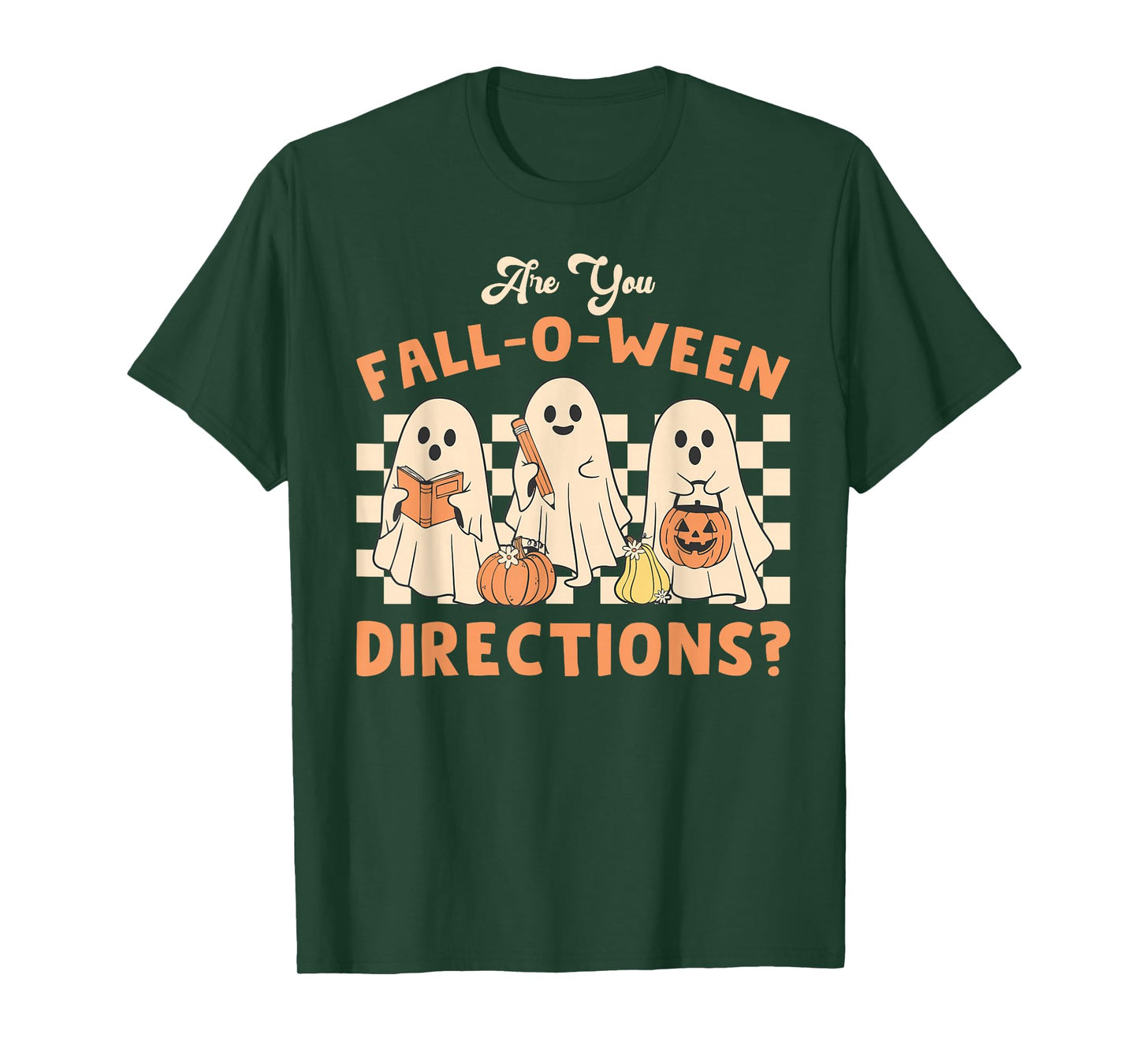 Retro are You Fall O Ween Directions Teacher Halloween Ghost T-Shirt