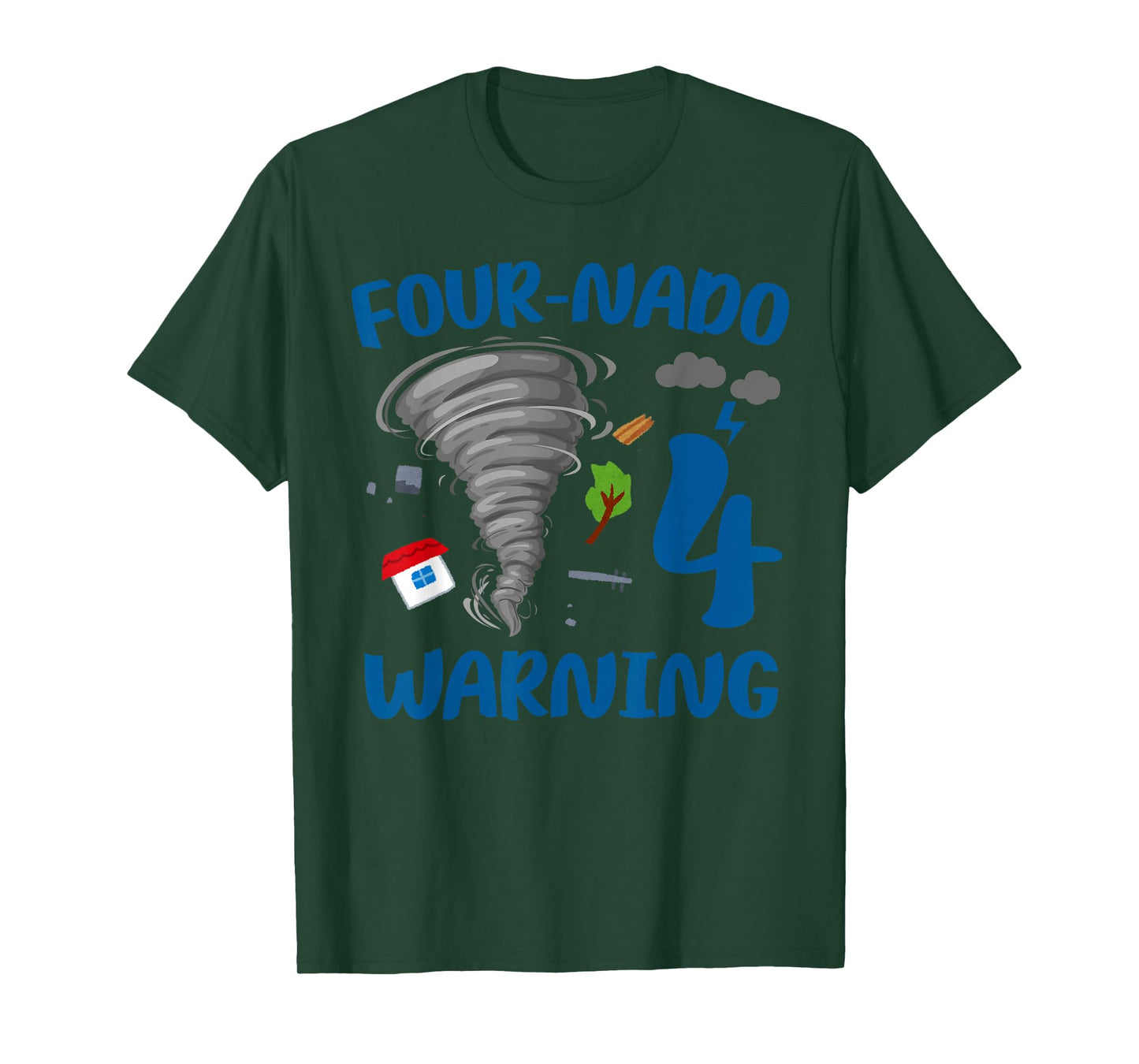 Kids Four-nado Warning 4th Birthday Party Theme Tornado Boy T-Shirt
