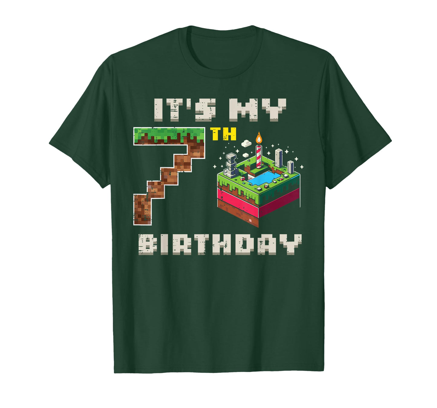 My 7th Birthday Pixel Game 7 Cake Video Gamer Boys Kid Youth T-Shirt