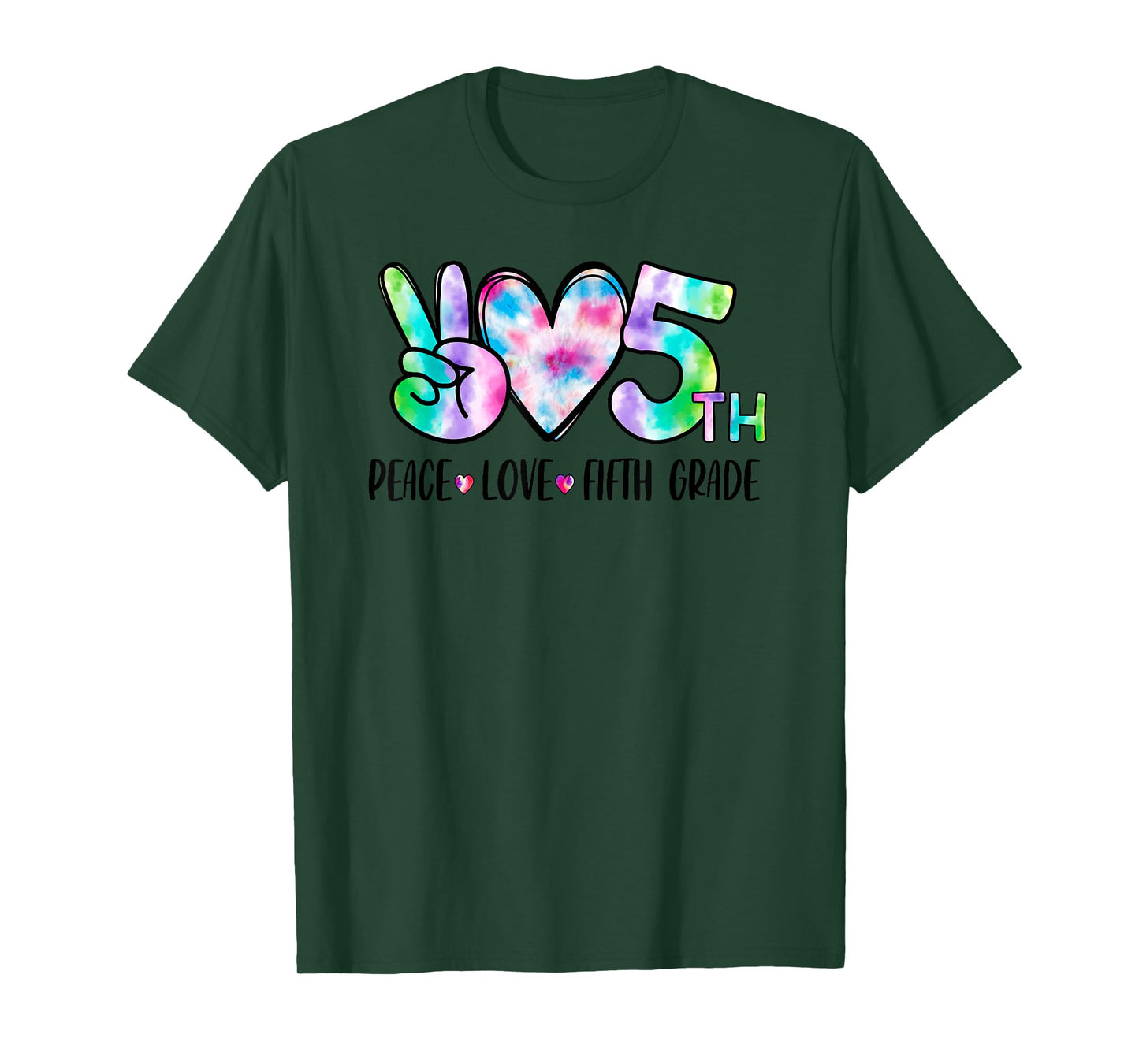 Peace Love Fifth Grade 5th First Day Of School Team Teacher T-Shirt for Men Women Girls Kids