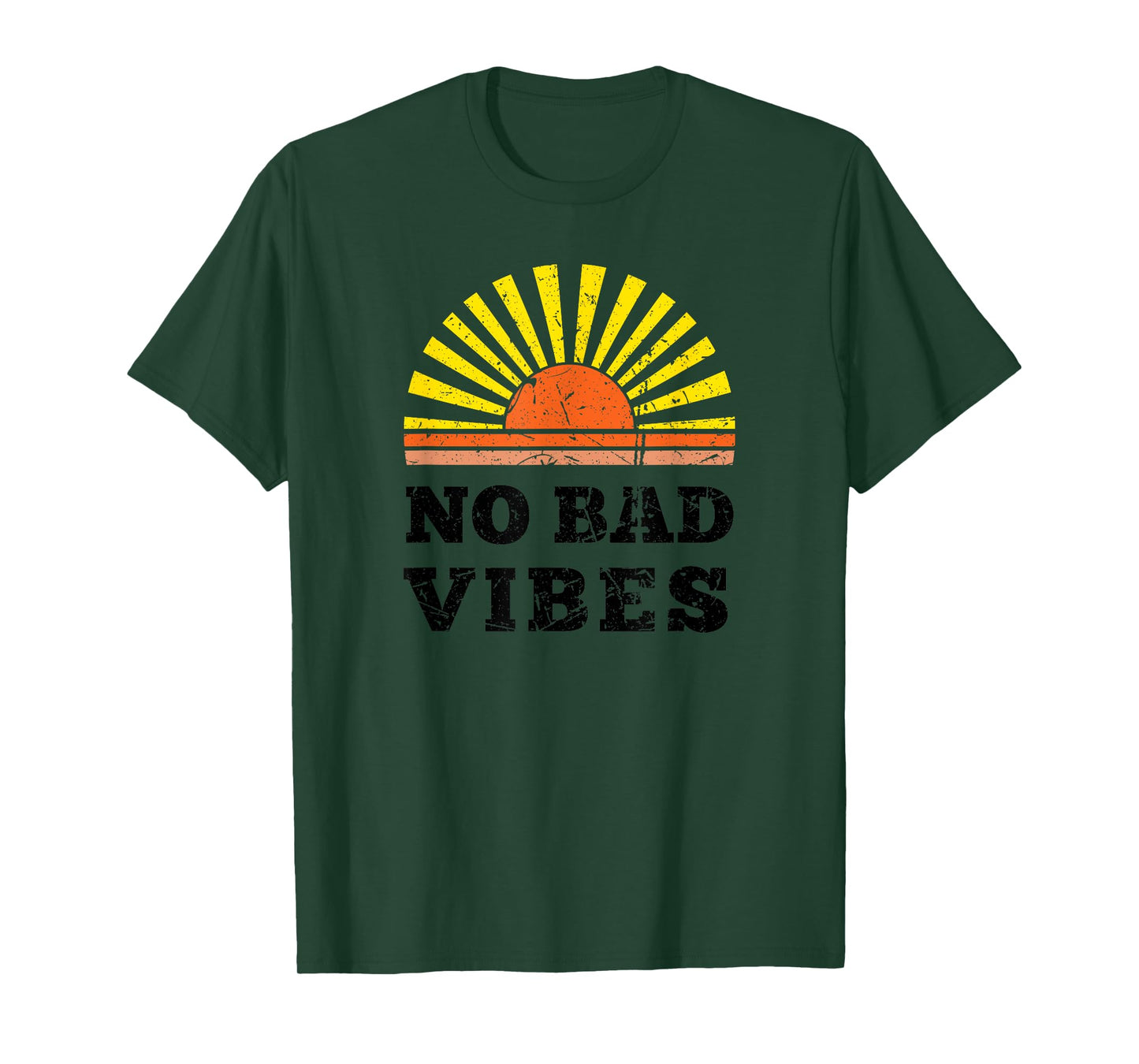 No Bad Vibes Summer Retro Sunset Think Positive Wellbeing Men Women Girls Kids T-Shirt