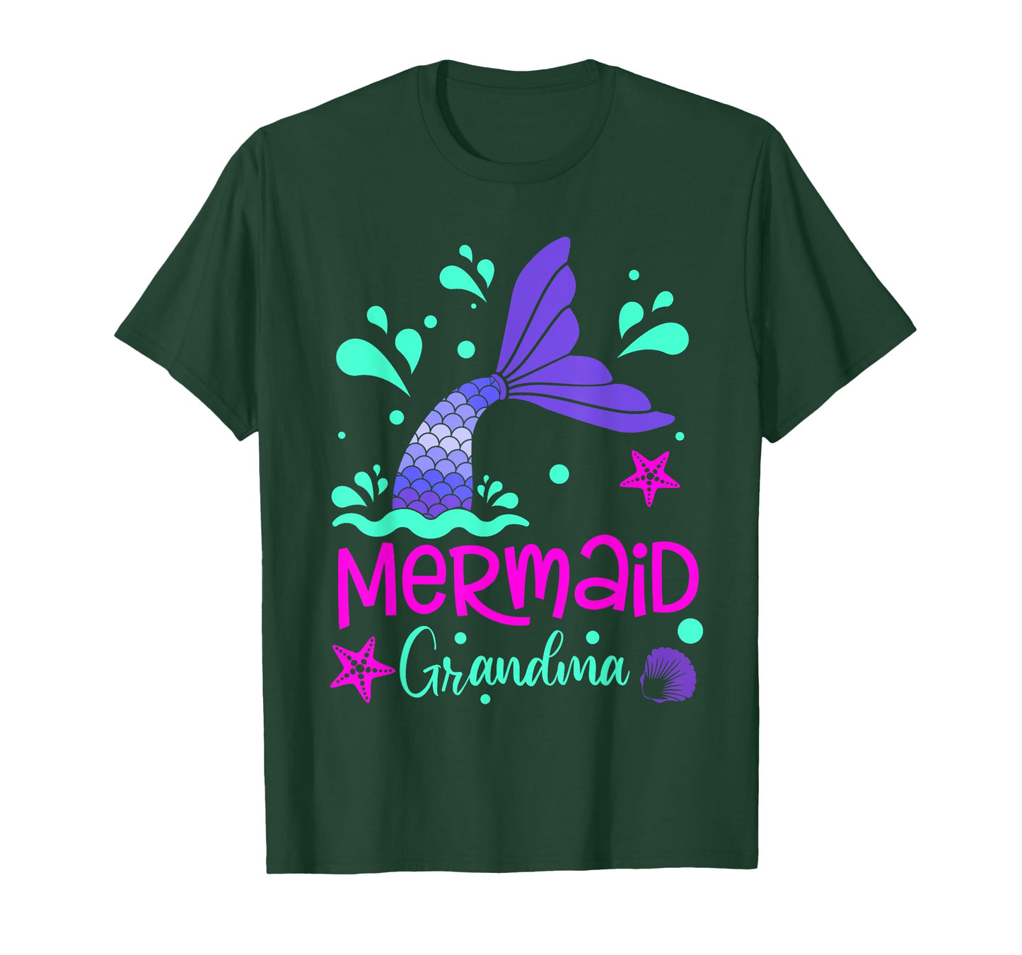 Mermaid Grandma Funny Matching Family Bday Party Squad T-Shirt