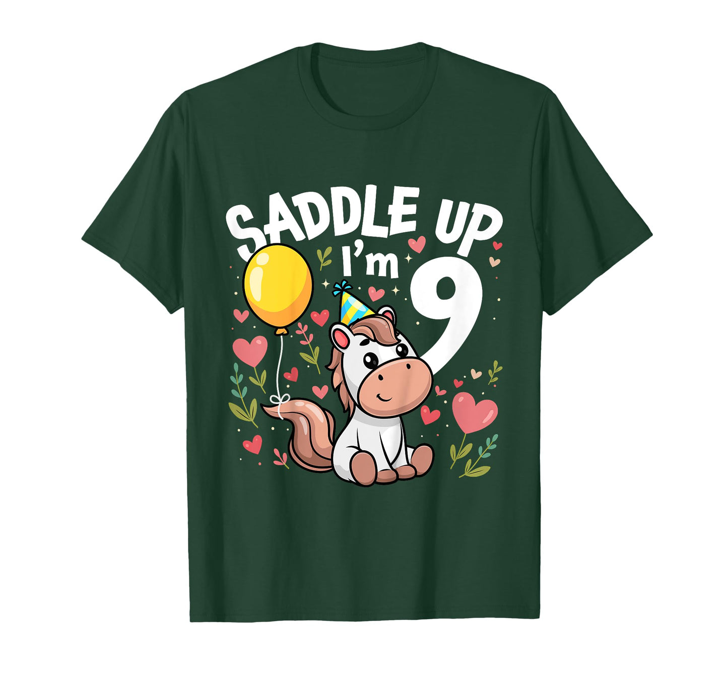 9 Years Old Girl Horses 9th Horse Birthday Girl T-Shirt