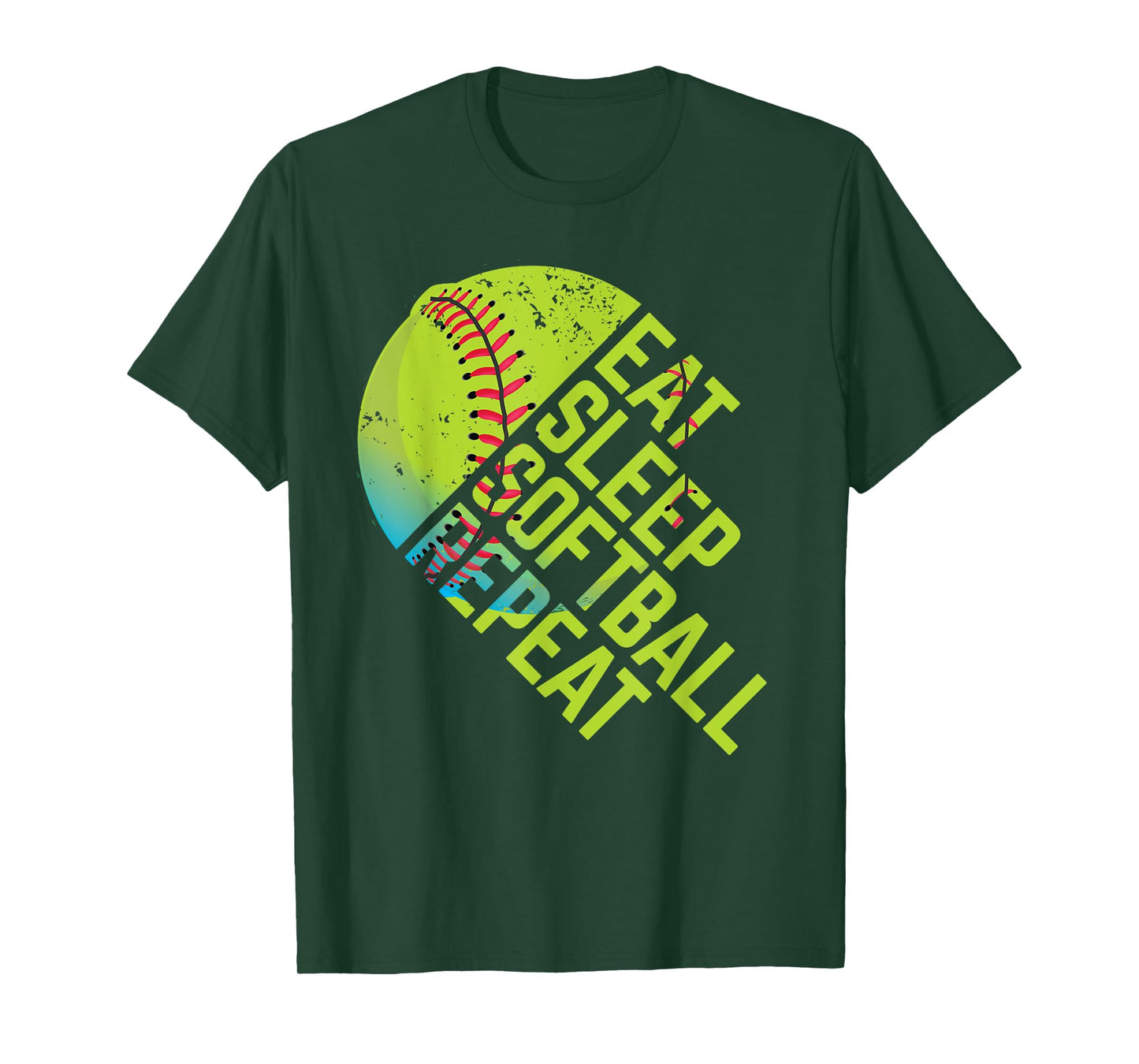 Eat Sleep Softball Repeat Funny Bat & Ball Player Sports Gag T-Shirt