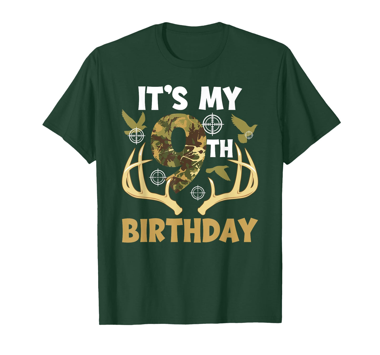 9th Hunting Birthday Party 9 Year Old Hunter Birthday T-Shirt