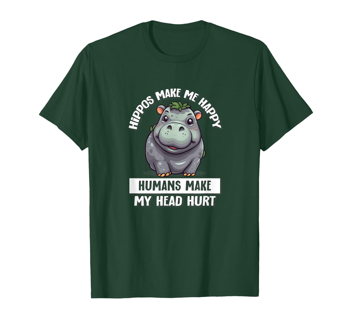 Hippo Gifts Shirts & Hoodies Hippo T-Shirt Women's Black Cartoon Hippo T-Shirt Casual T-Shirt S
