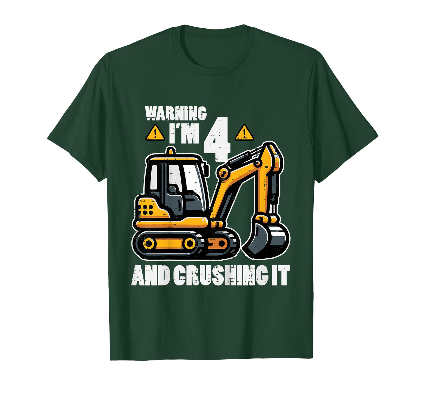 Kids Im 4 Crushing It Excavator 4th Birthday Construction Boy Kid T-Shirt