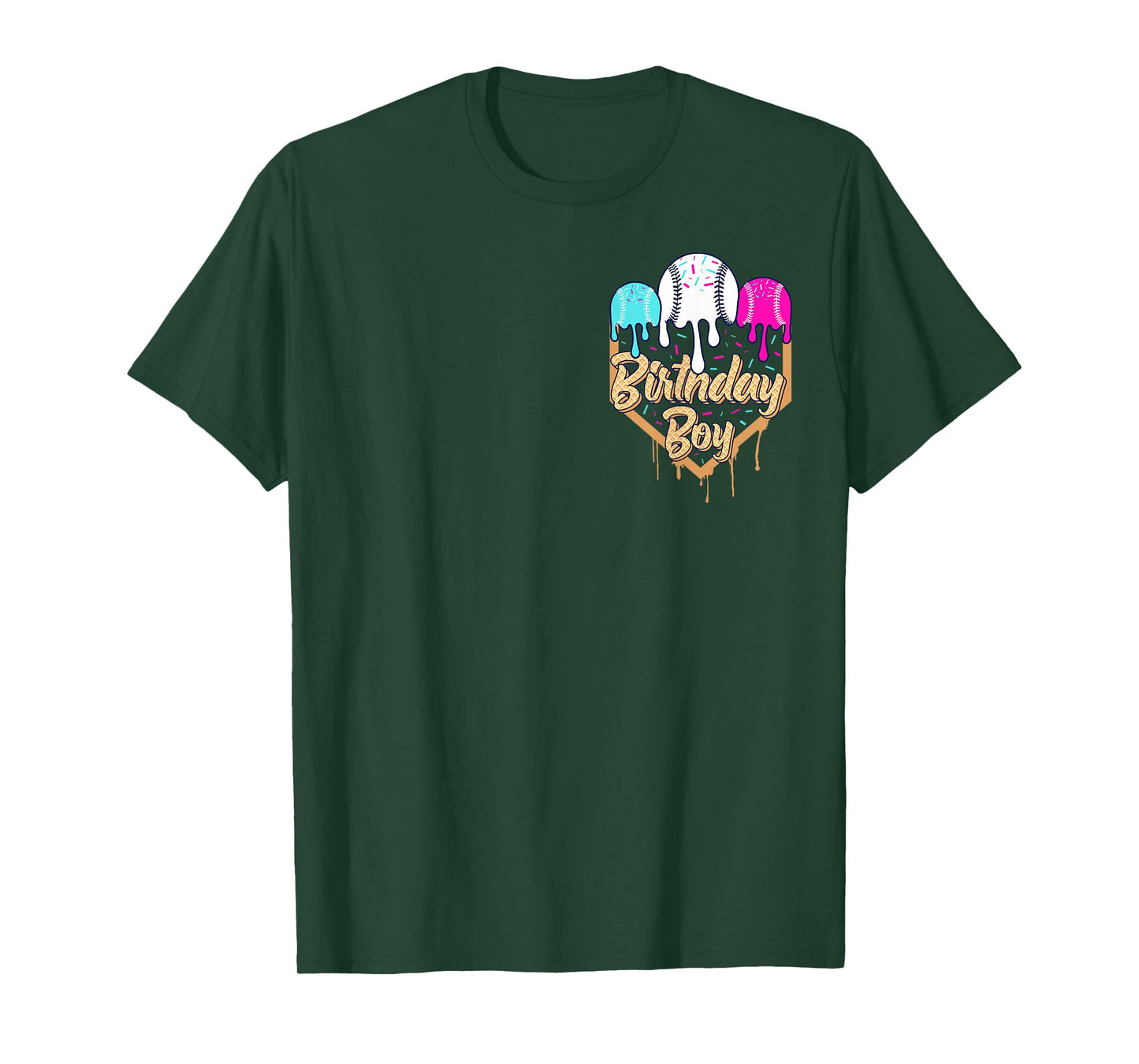 9th Birthday Baseball Ice Cream Drip Sprinkles 9 Year Old T-Shirt
