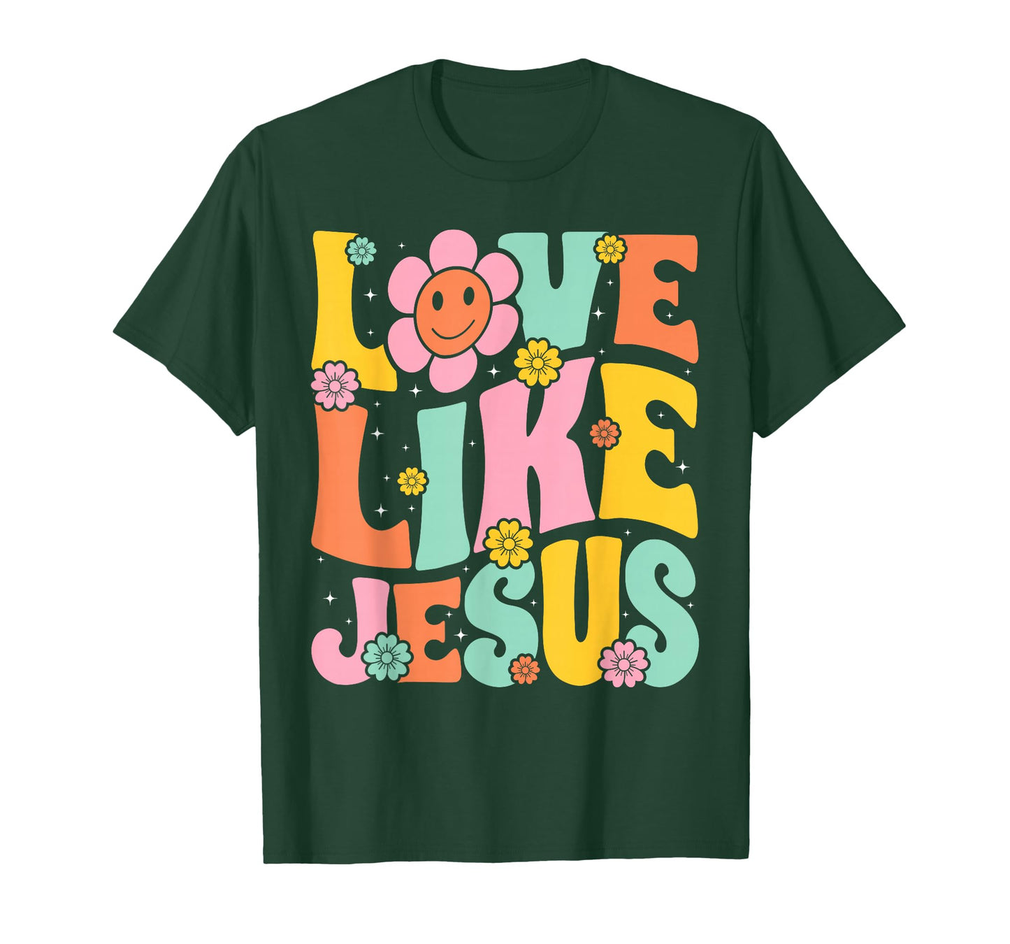 Groovy Love Like Jesus Religious God, Girls Women Christian T-Shirt