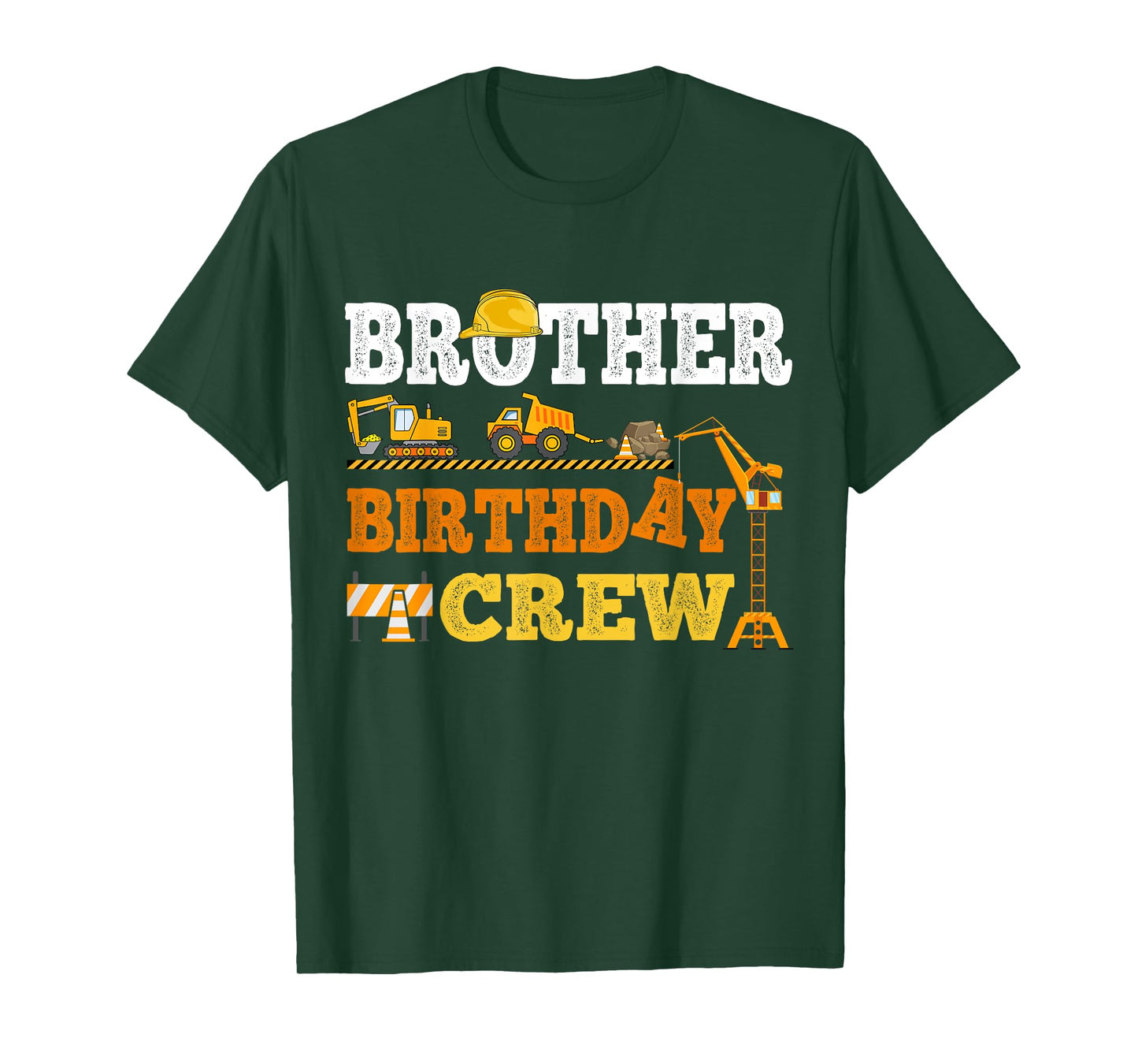 Brother Birthday Crew Construction Excavator Kids Family T-Shirt