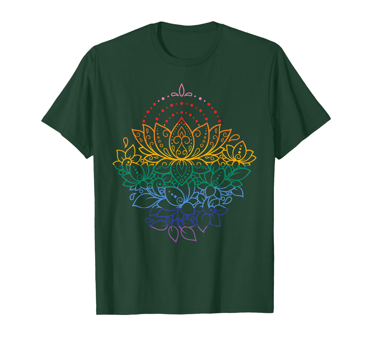Rainbow Lotus Mandala Yoga LGBTQ Lesbian Gay Pride Month T-Shirt