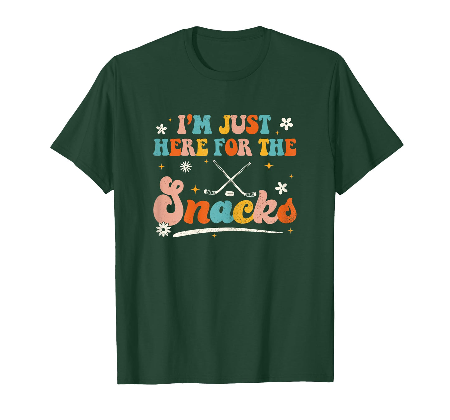Funny Just Here For The Snacks Hockey Groovy Women Kids T-Shirt