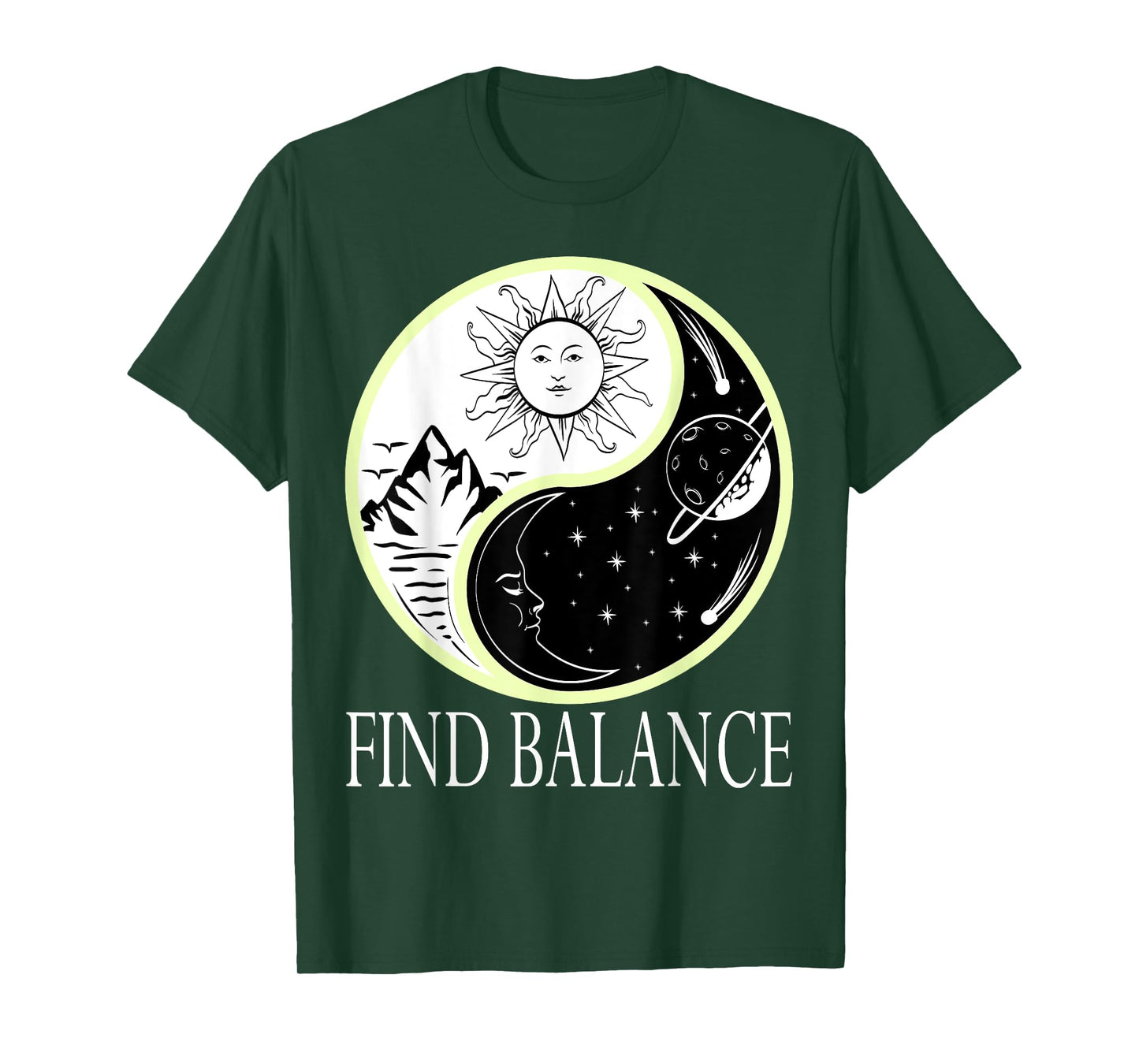 Find Balance Yin Yang Positive Vibes Yoga Motivation T-Shirt