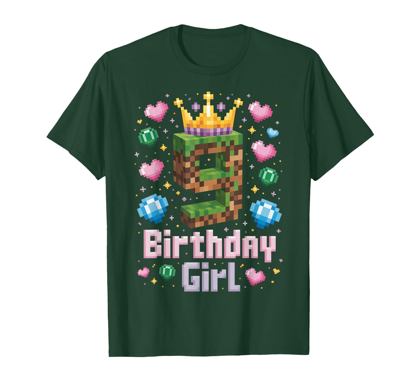 9th Birthday Girl Shirt Gaming Pixel Number Party 9 Year Old T-Shirt