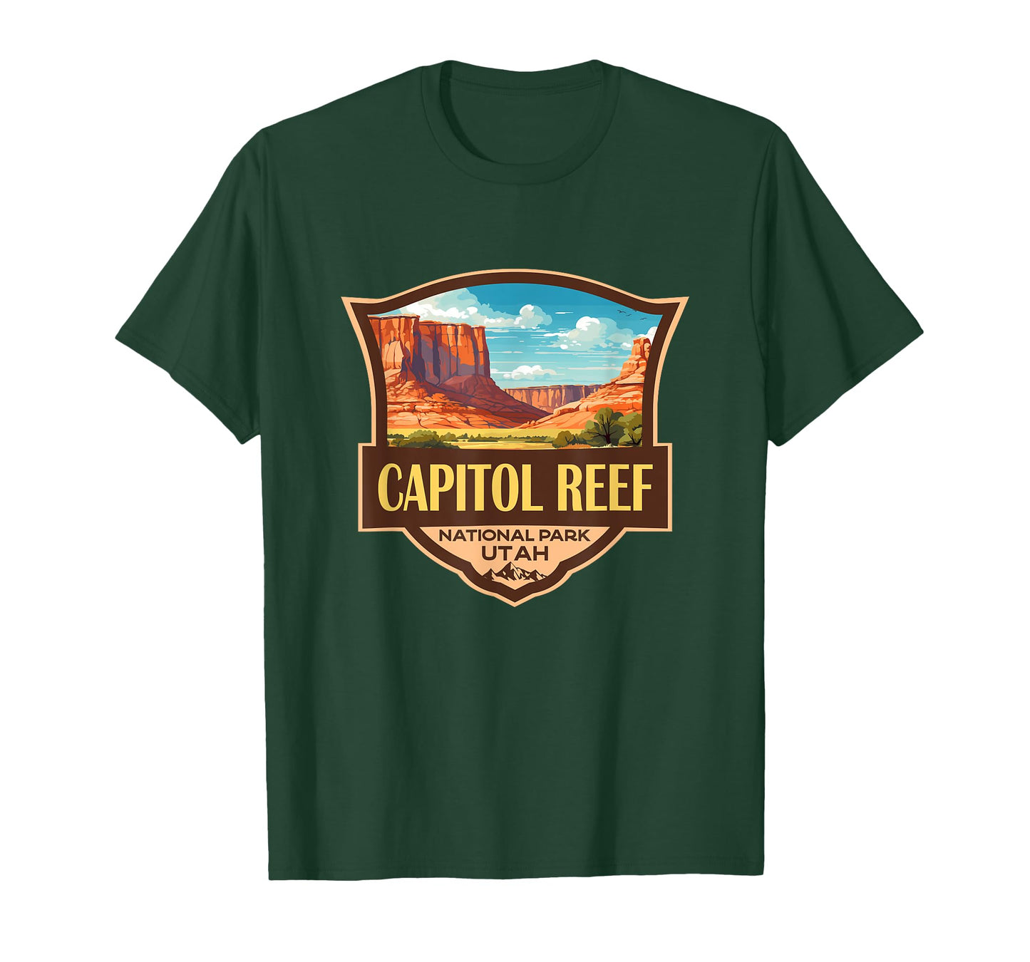 Capitol Reef National Park Illustration Retro Badge T-Shirt