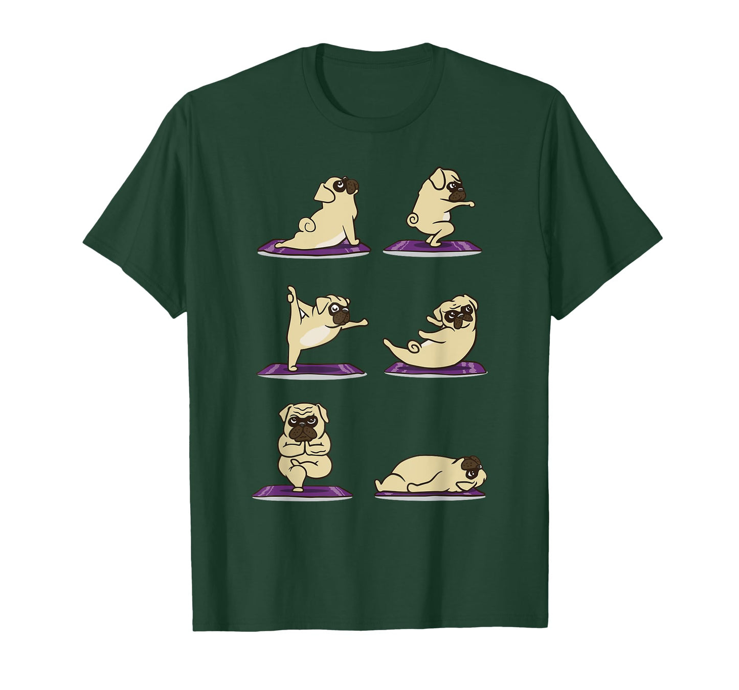 Funny Pug doing Yoga Exercises Asanas T-Shirt